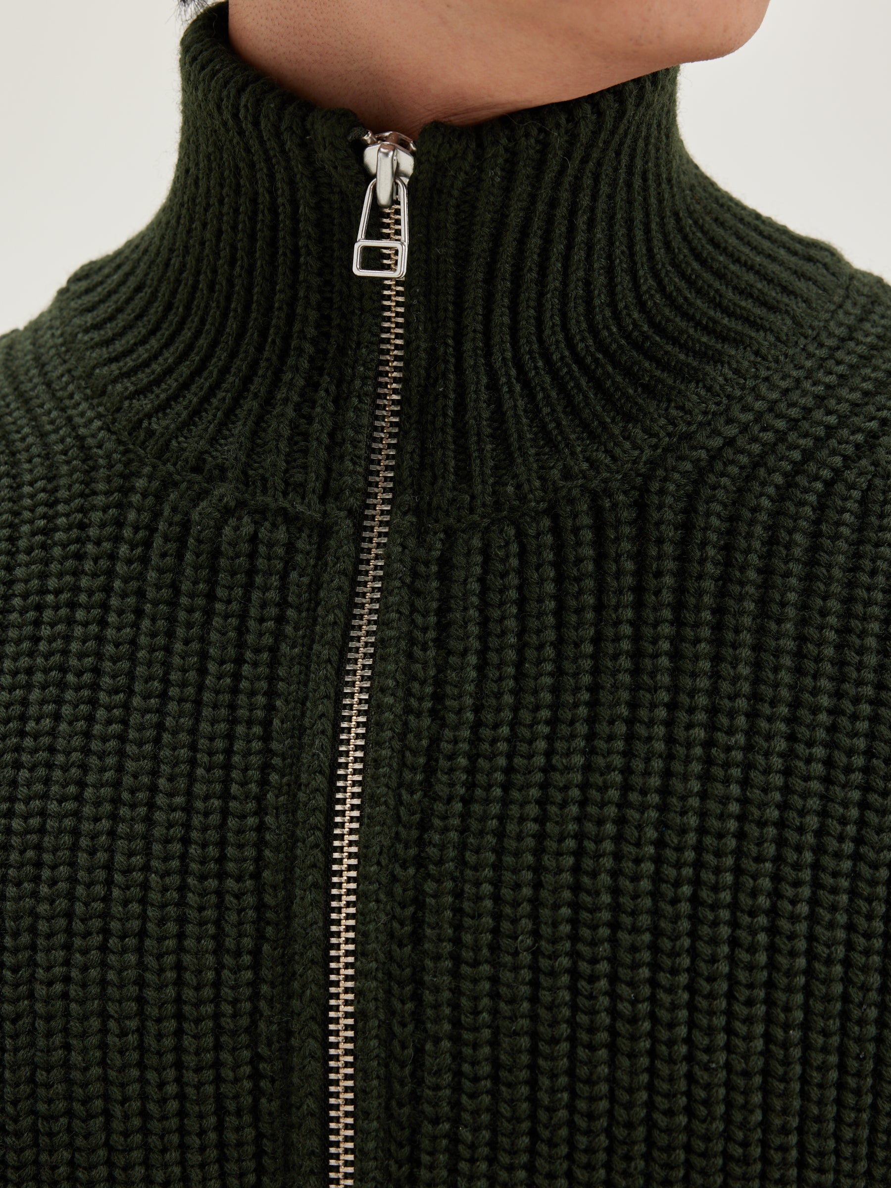 Allip Zip-up Cardigan - Dark olive For Men | Bellerose