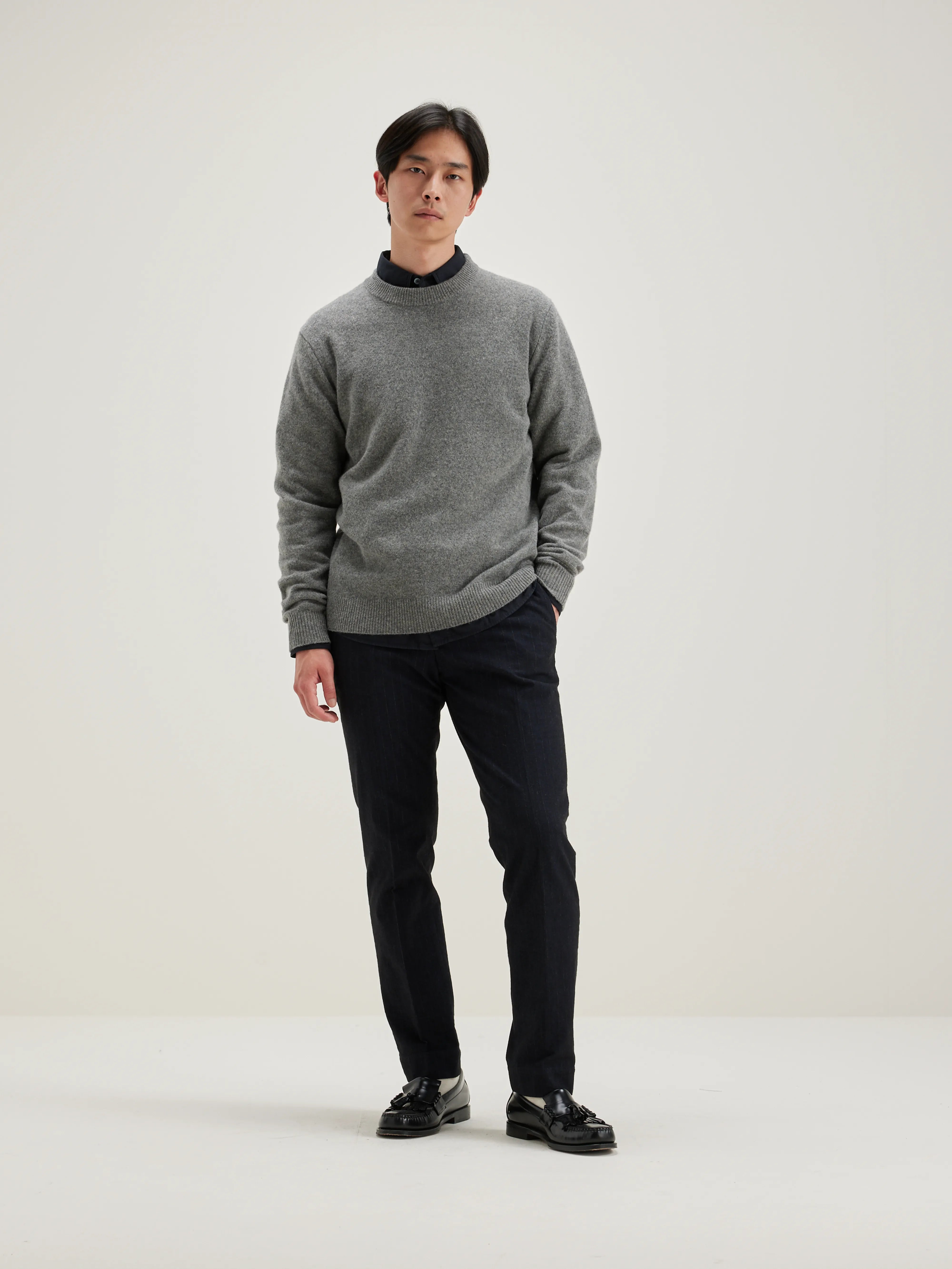 Pull Col Rond Donoon - Mid grey Pour Homme | Bellerose