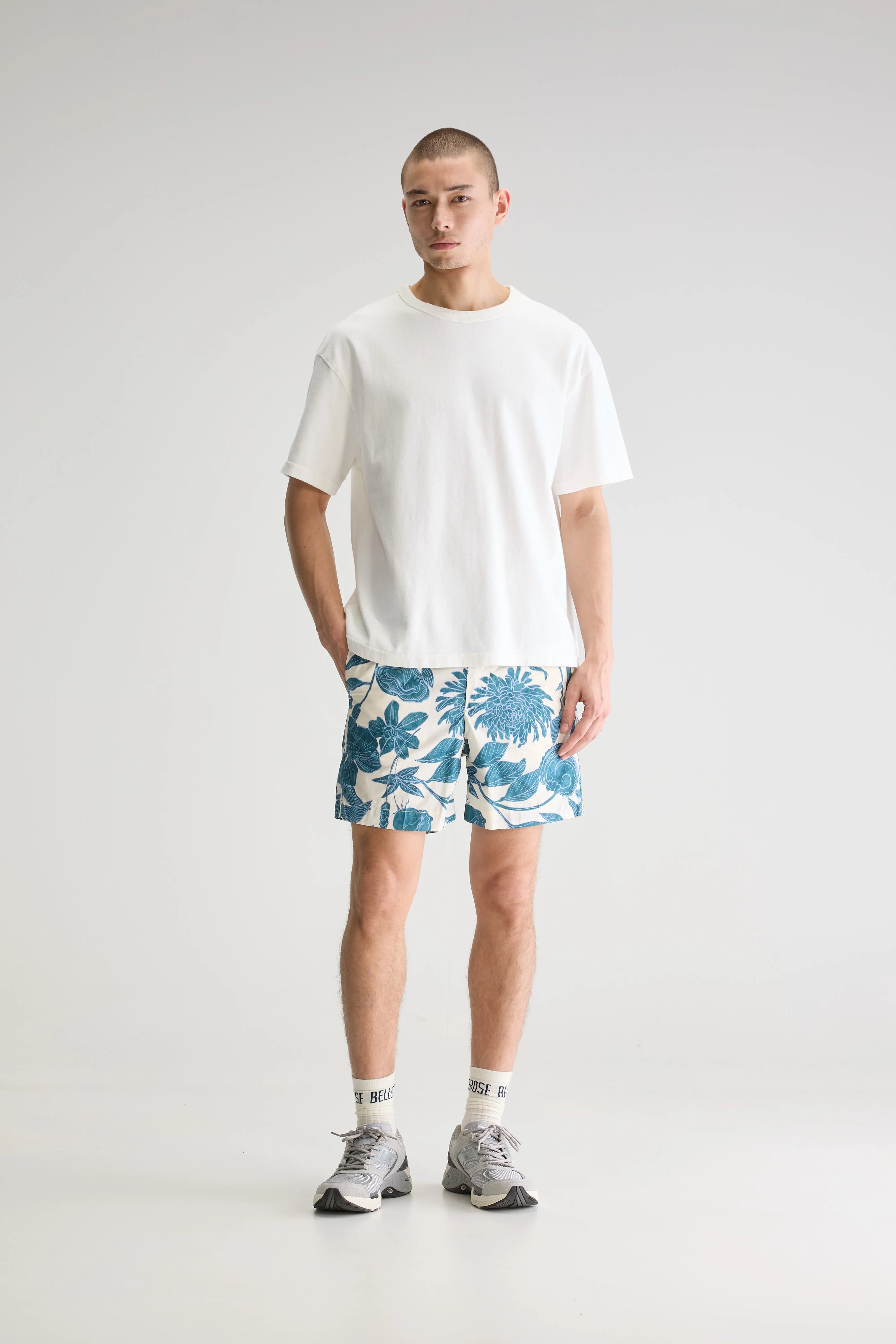 Sean Relaxed Shorts - Prussian / Snow For Men | Bellerose