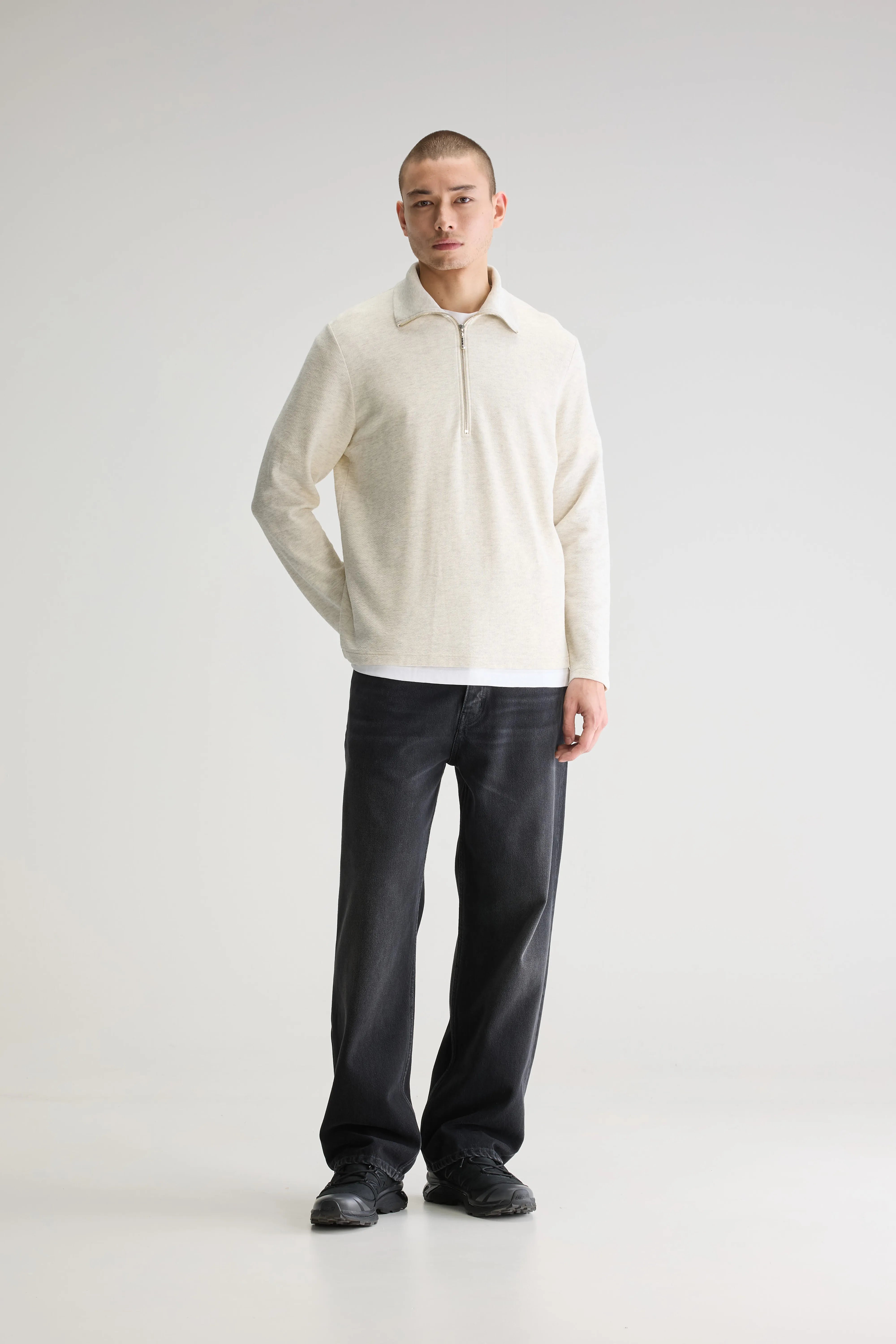 T-shirt Col Zippé Spence - Oyster Pour Homme | Bellerose