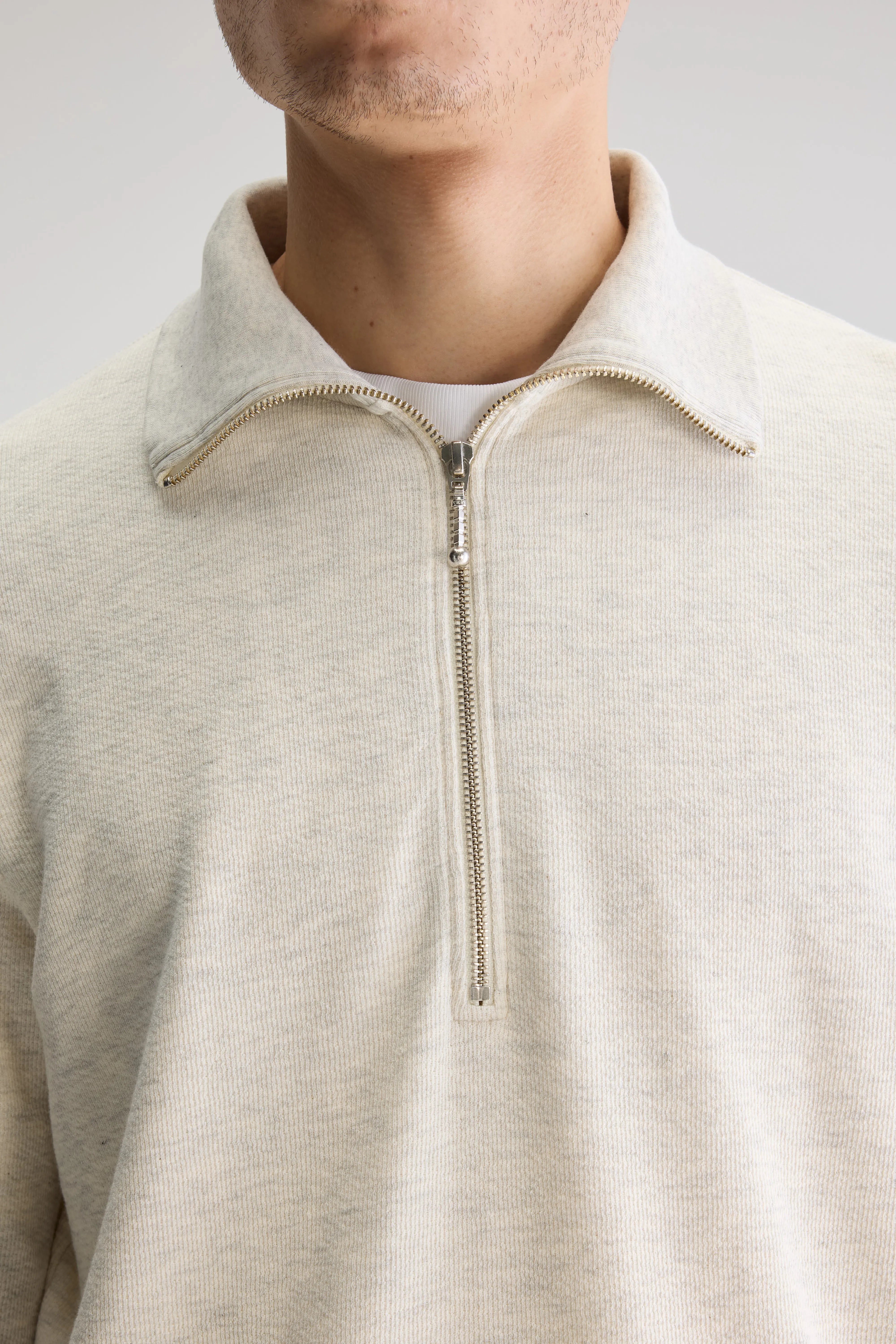 Spence Zipped-collar T-shirt - Oyster For Men | Bellerose