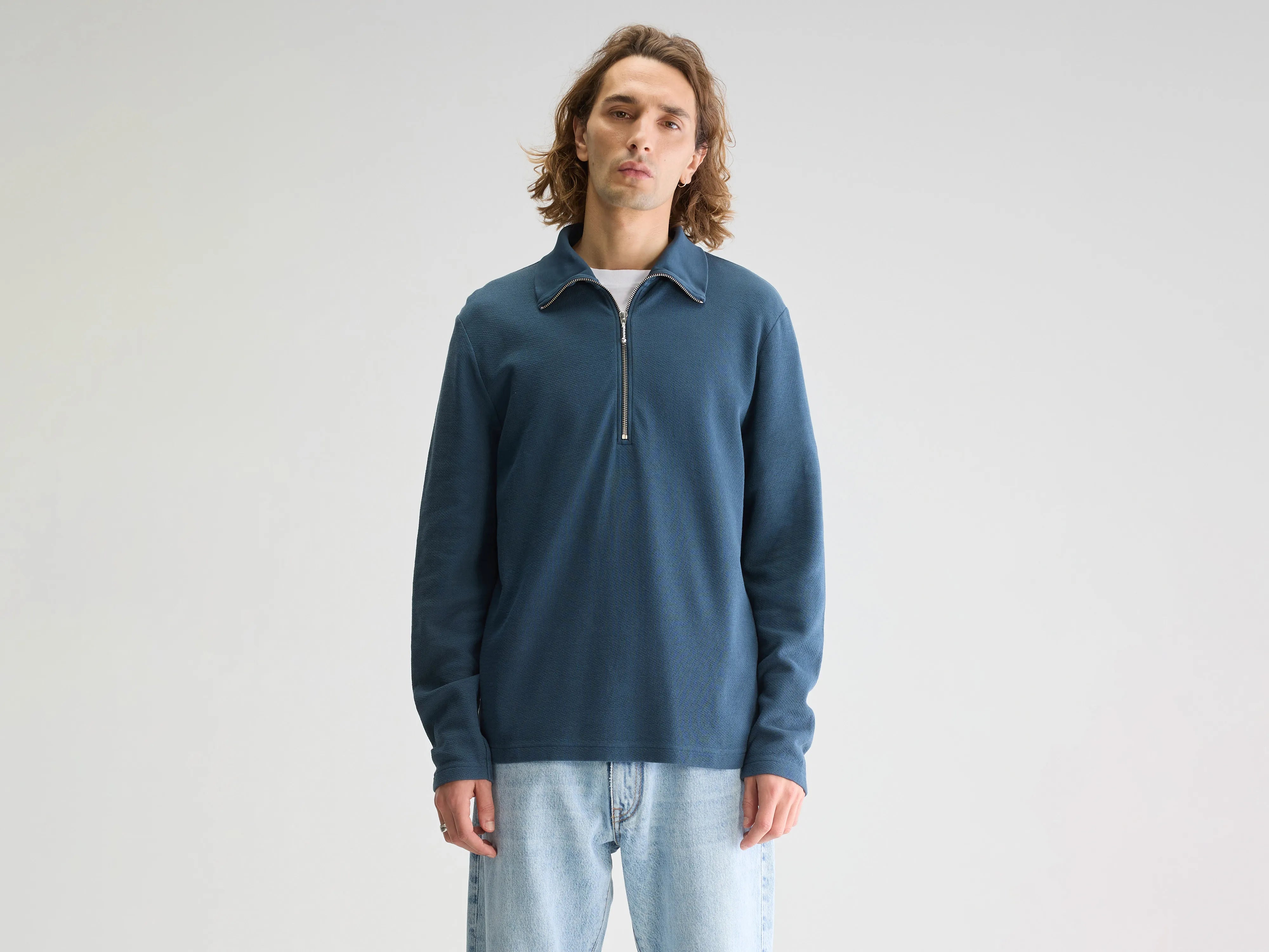 Spence zipped-collar t-shirt (251 / M / PETROL)