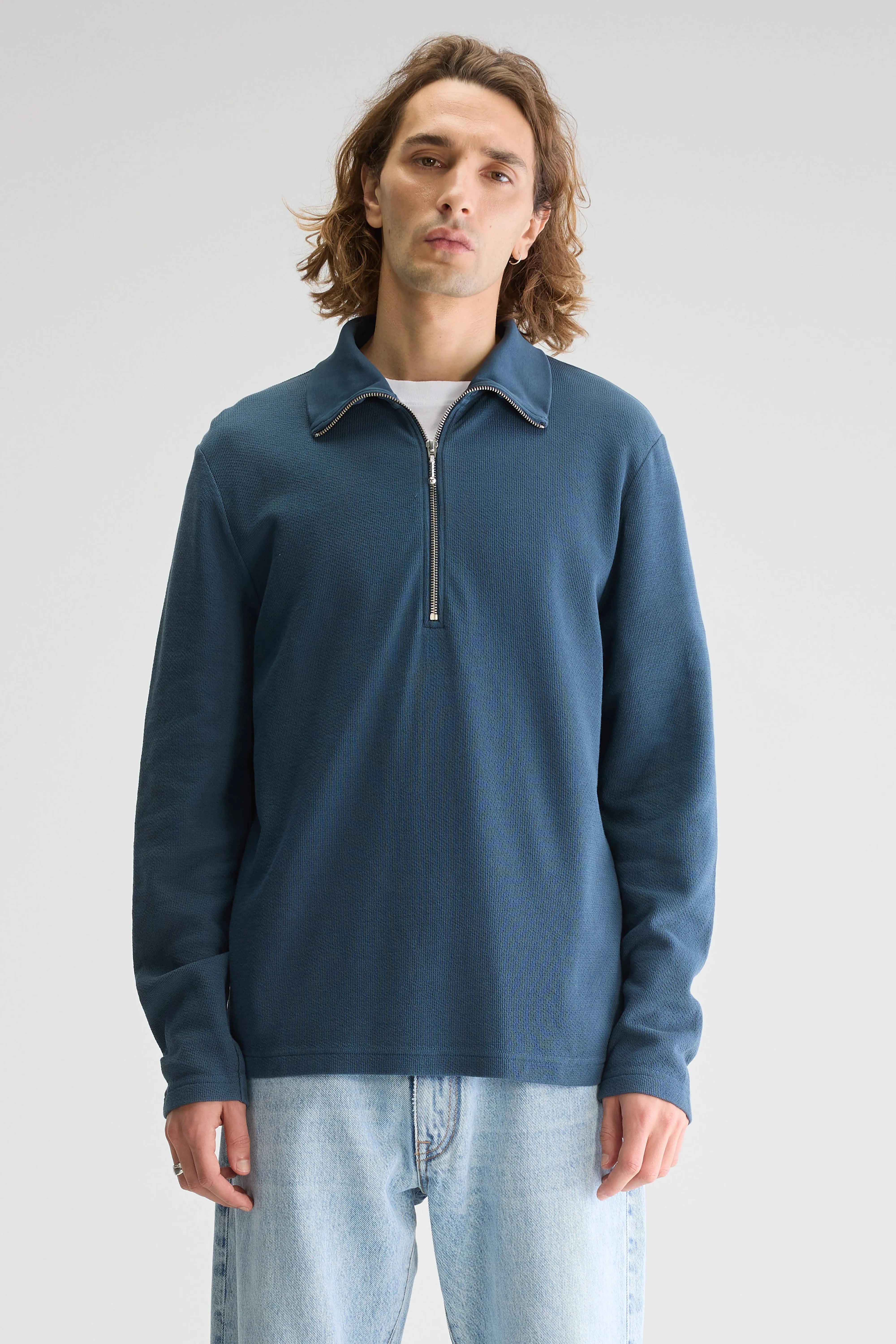 Spence zipped-collar t-shirt (251 / M / PETROL)