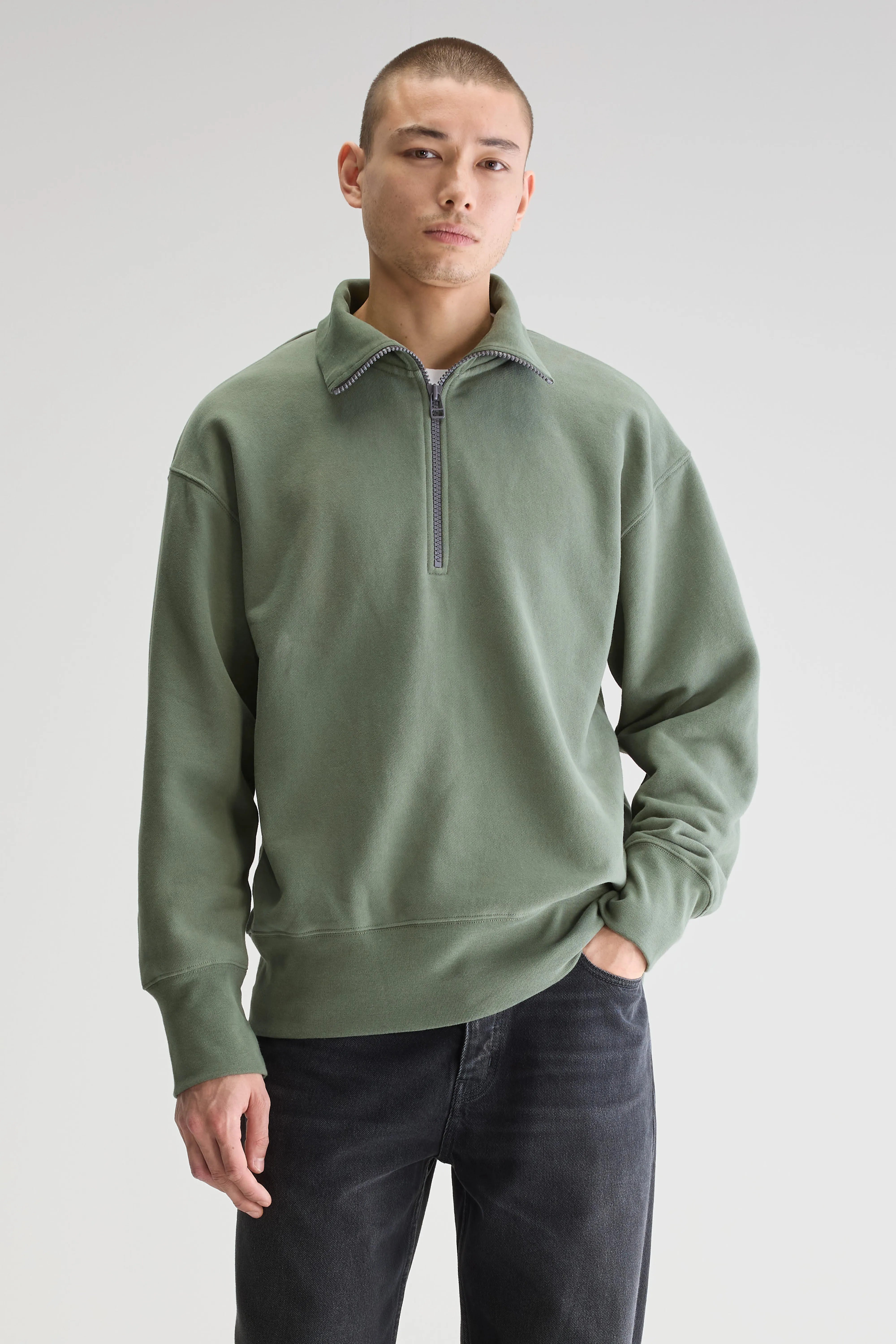 Sweatshirt Col Zippé Faber - Thyme Pour Homme | Bellerose