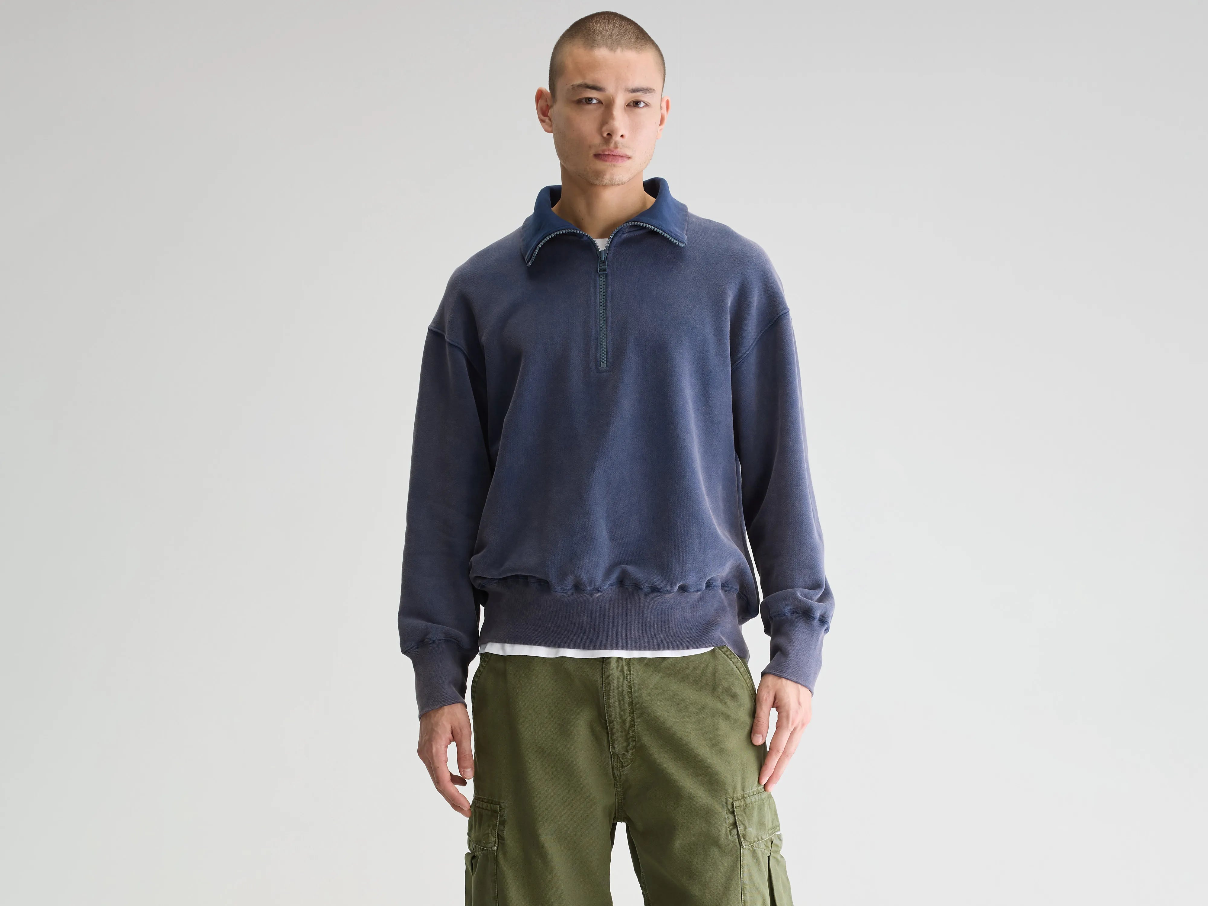 Faber sweatshirt met halve rits (251 / M / REGAL BLUE)