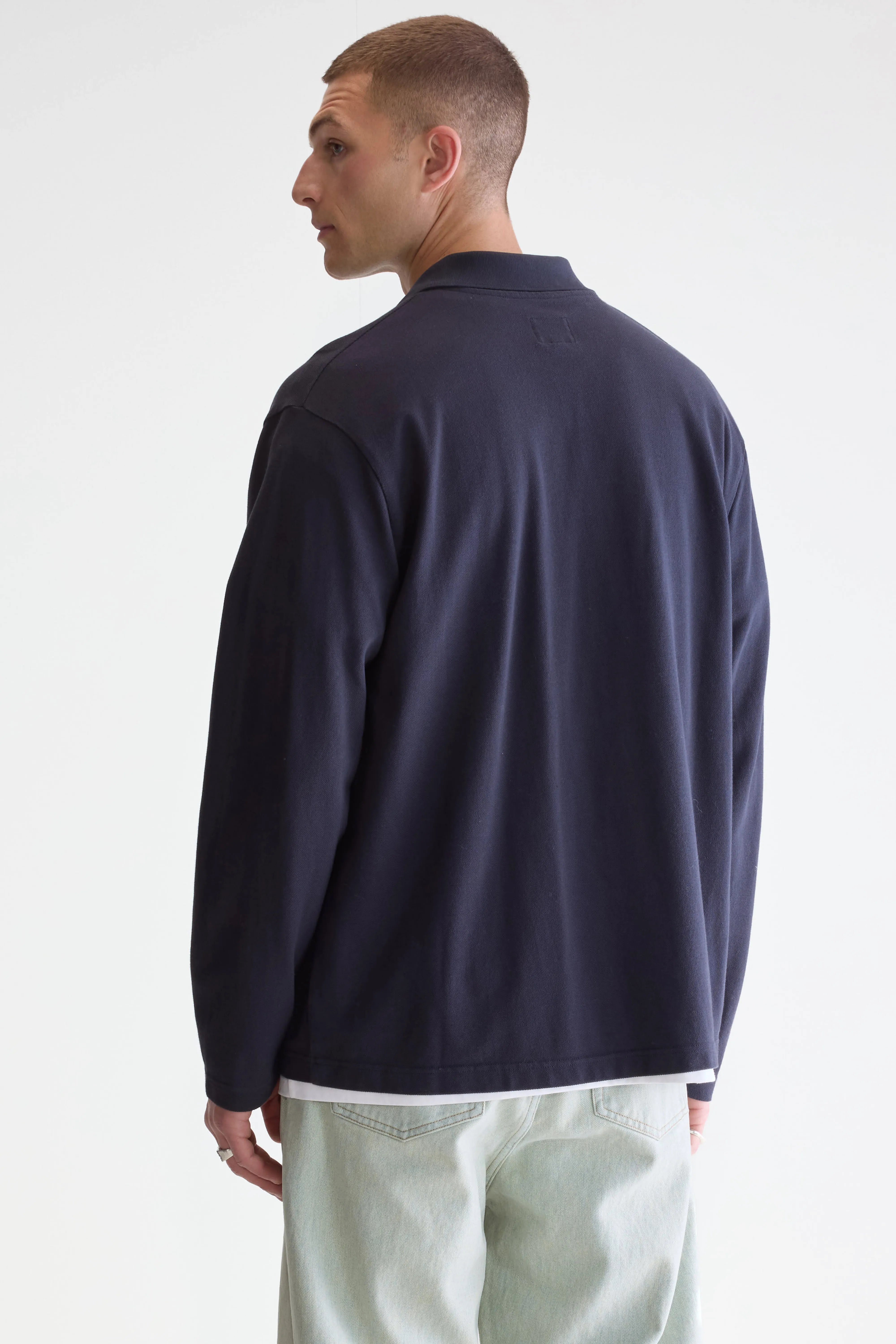 Polo Bleu Marine À Manches Longues Vision - Navy Pour Homme | Bellerose