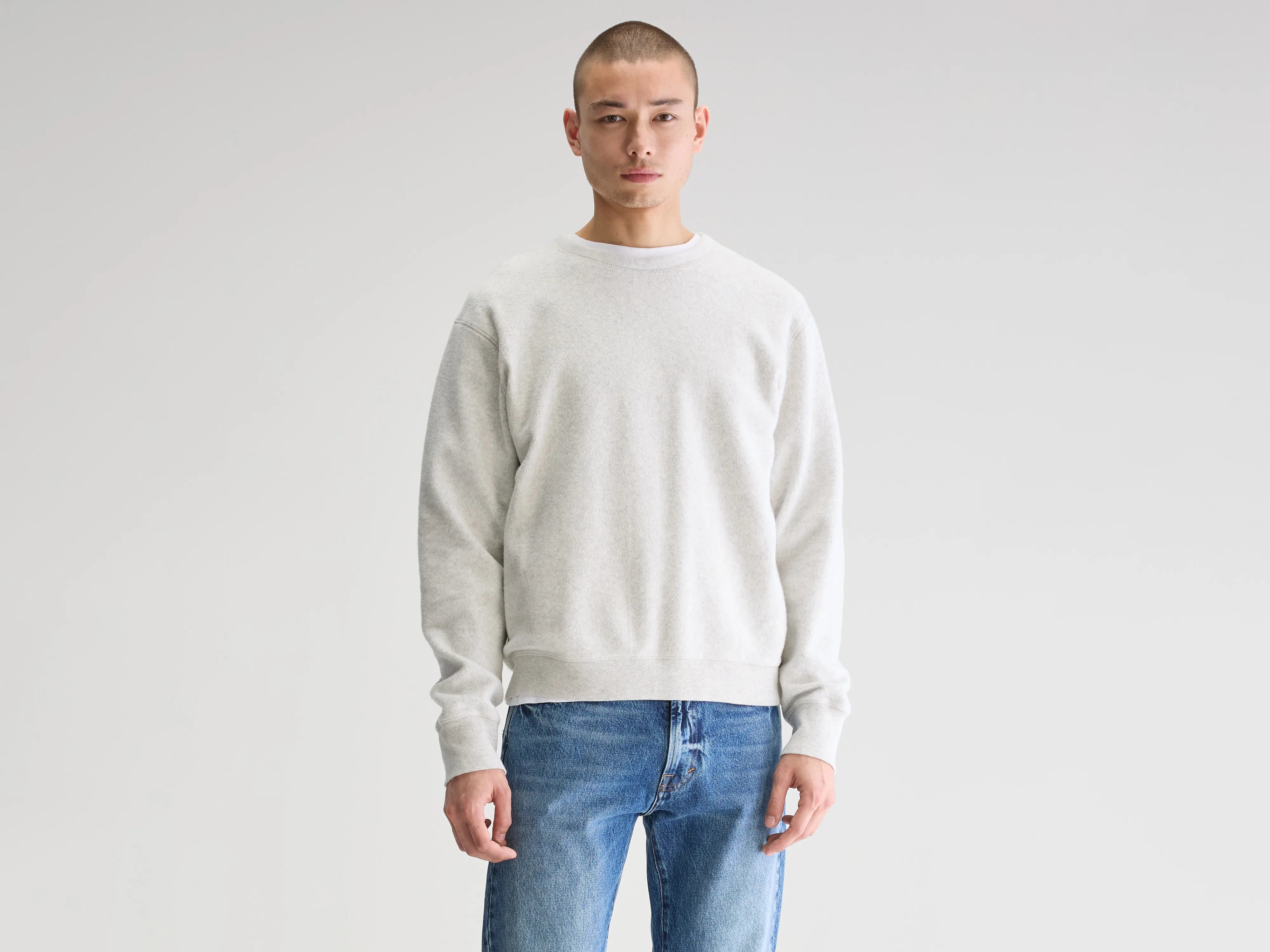 Matt sweatshirt met ronde hals (251 / M / OYSTER)