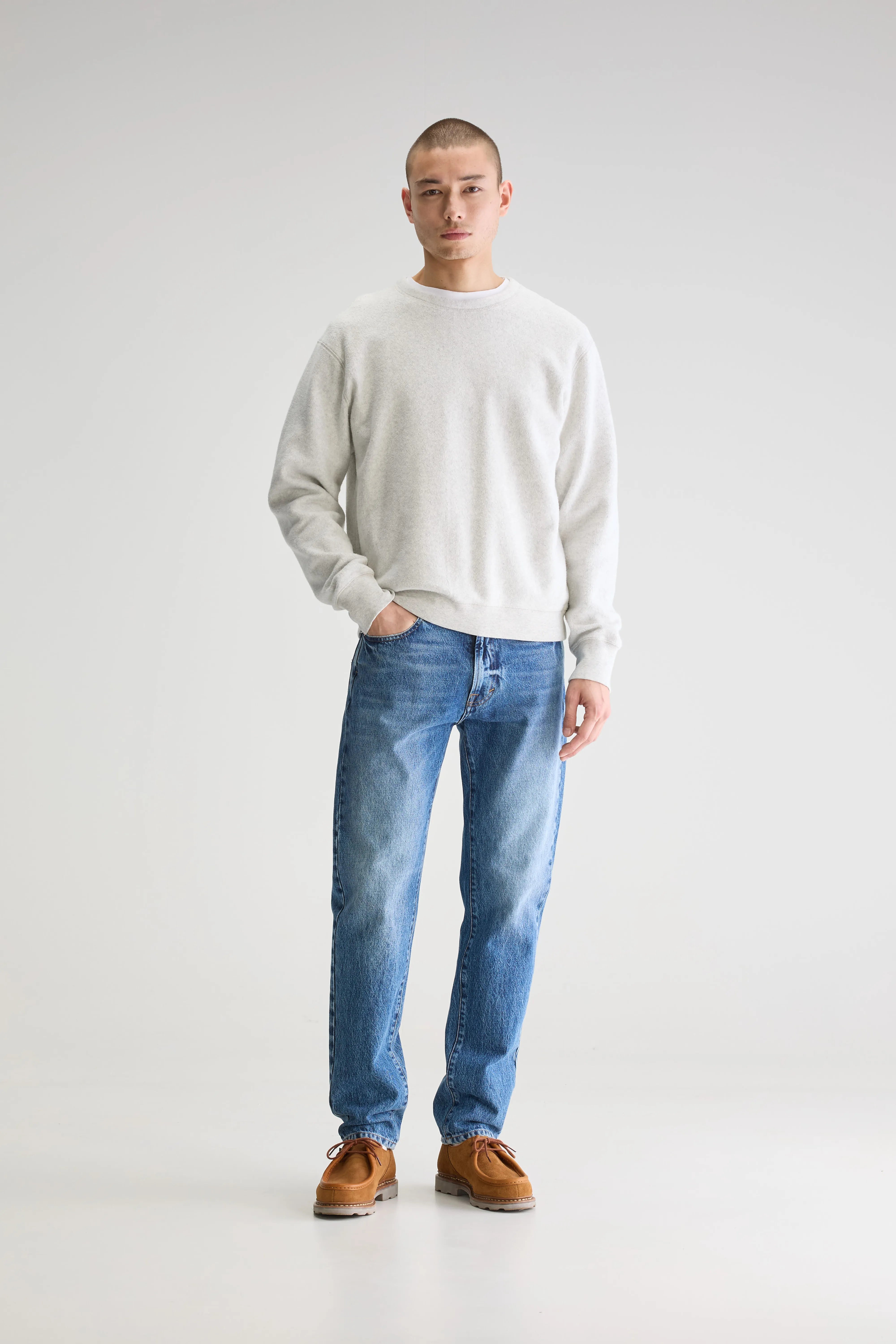 Matt Sweatshirt Met Ronde Hals - Oyster Voor Heren | Bellerose