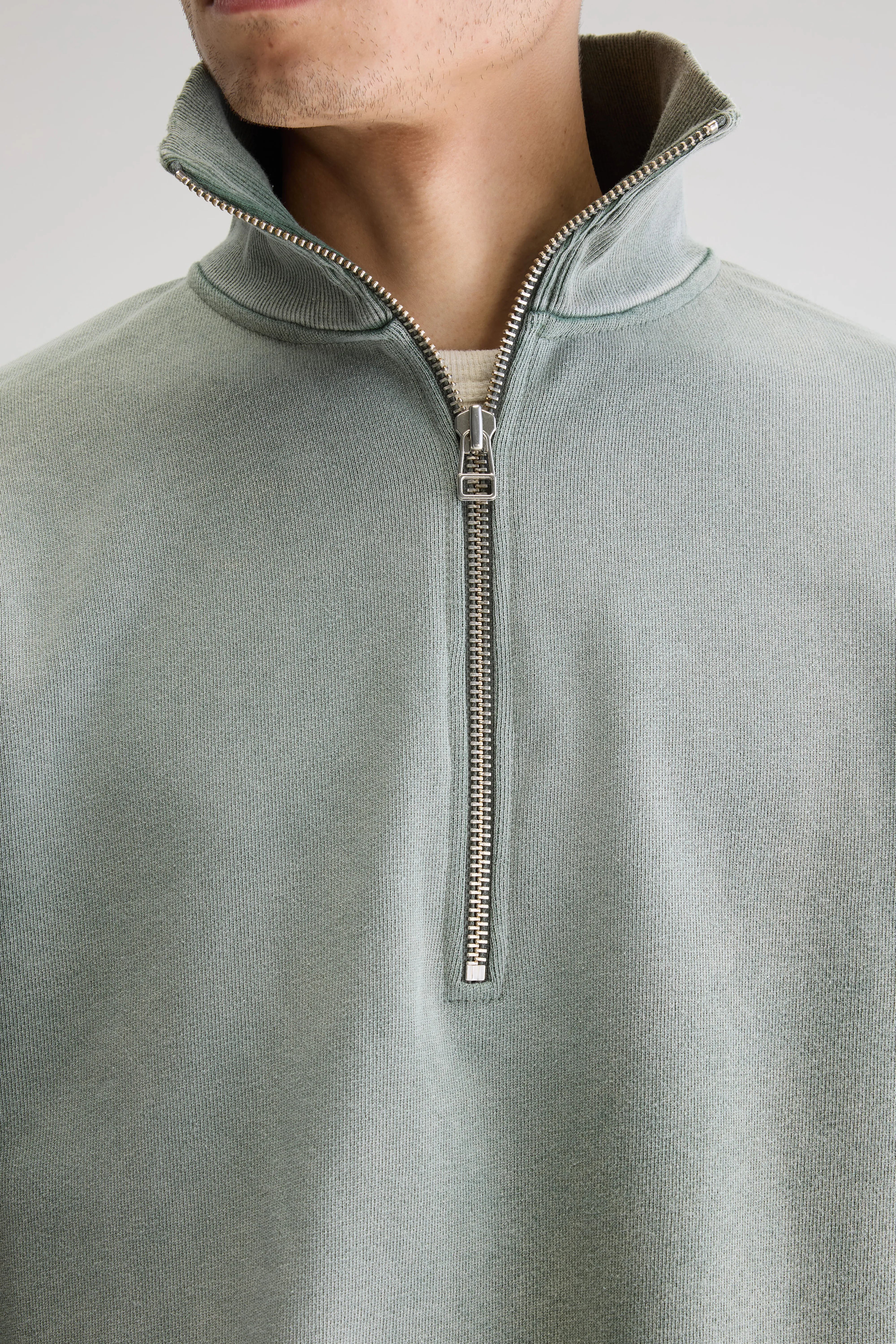 Fabro Sweatshirt Met Halve Rits - Sage Voor Heren | Bellerose