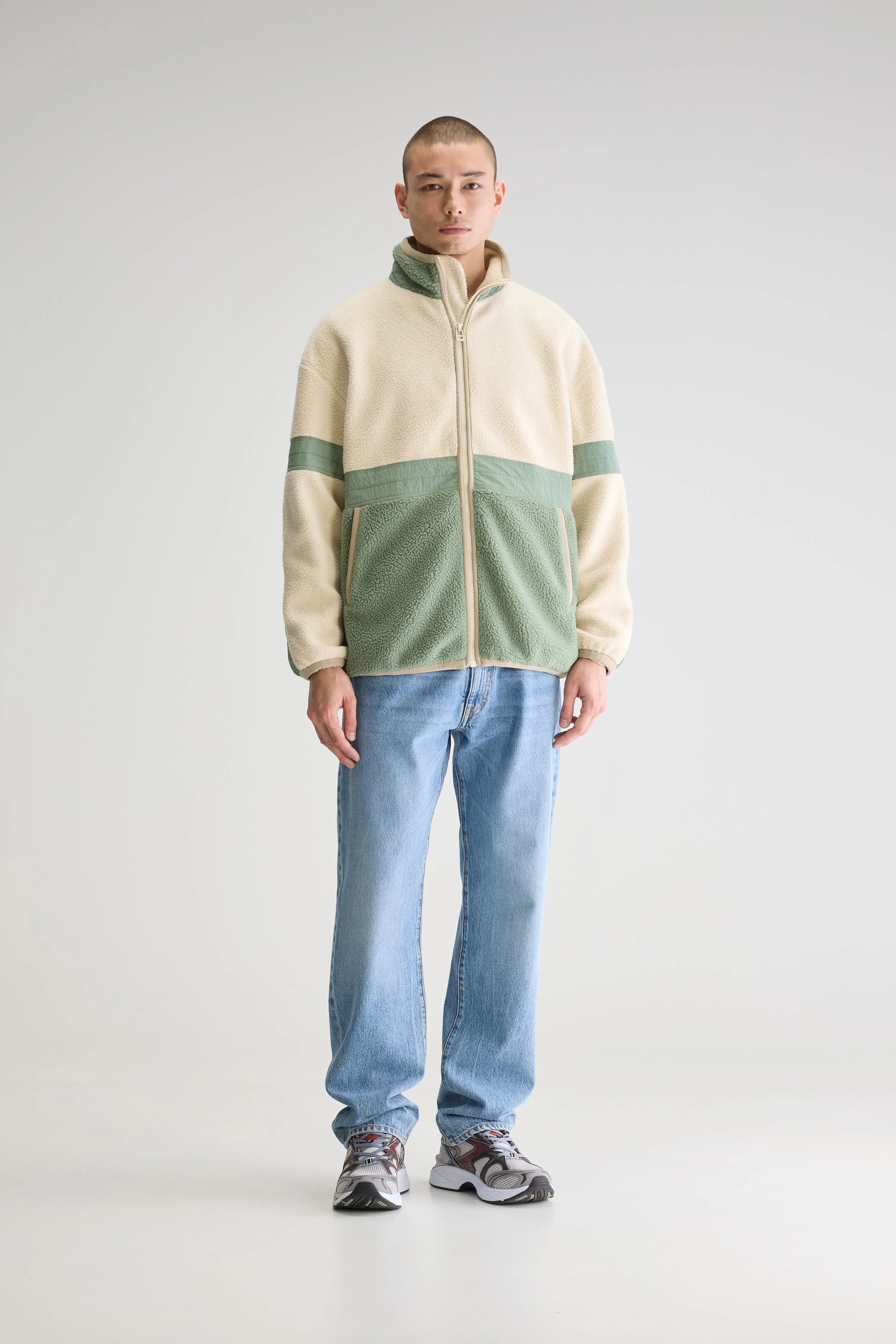 Justin Zip-up Sweatshirt Jacket - Calcaire / Eucalyptus For Men | Bellerose