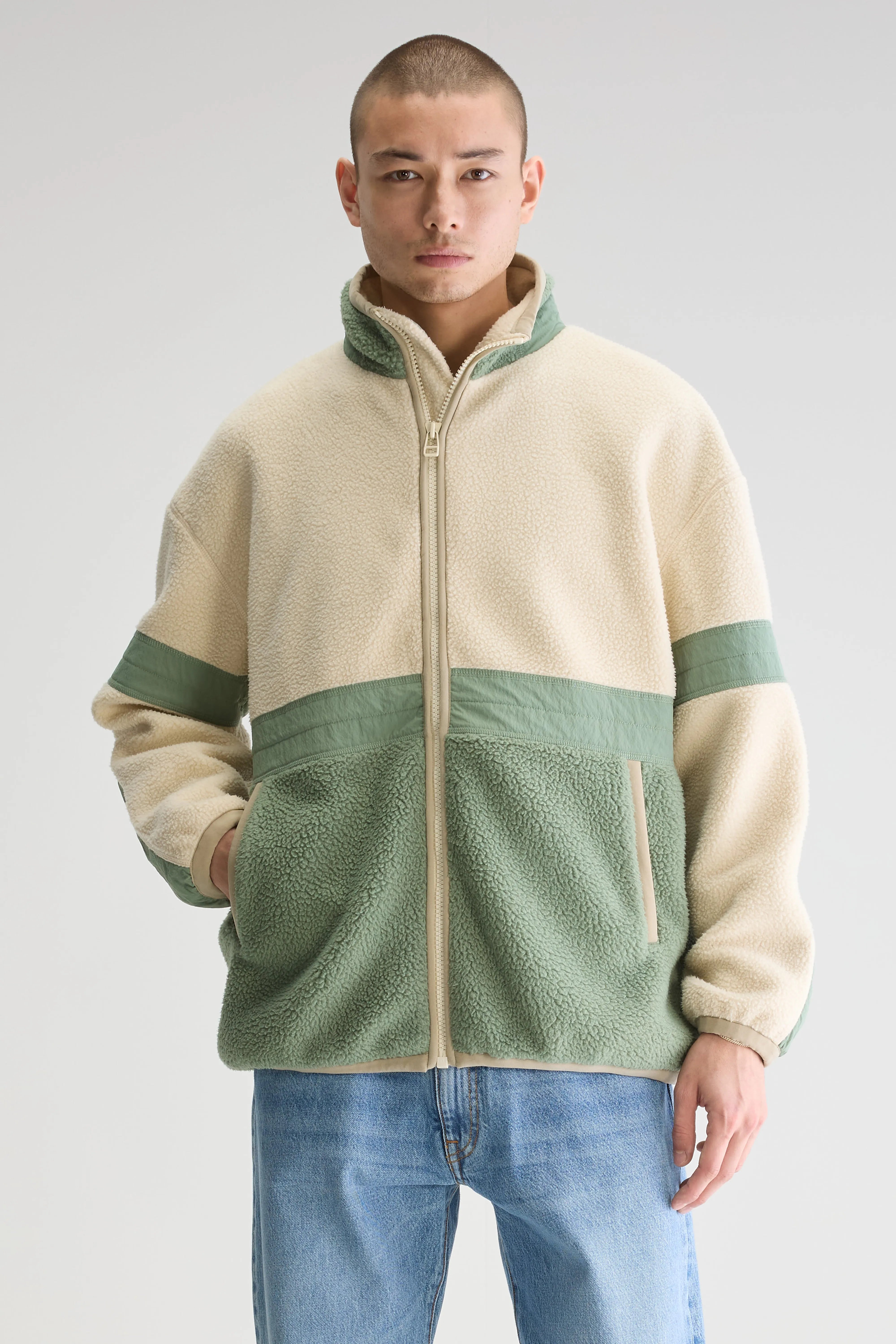 Justin Zip-up Sweatshirt Jacket - Calcaire / Eucalyptus For Men | Bellerose