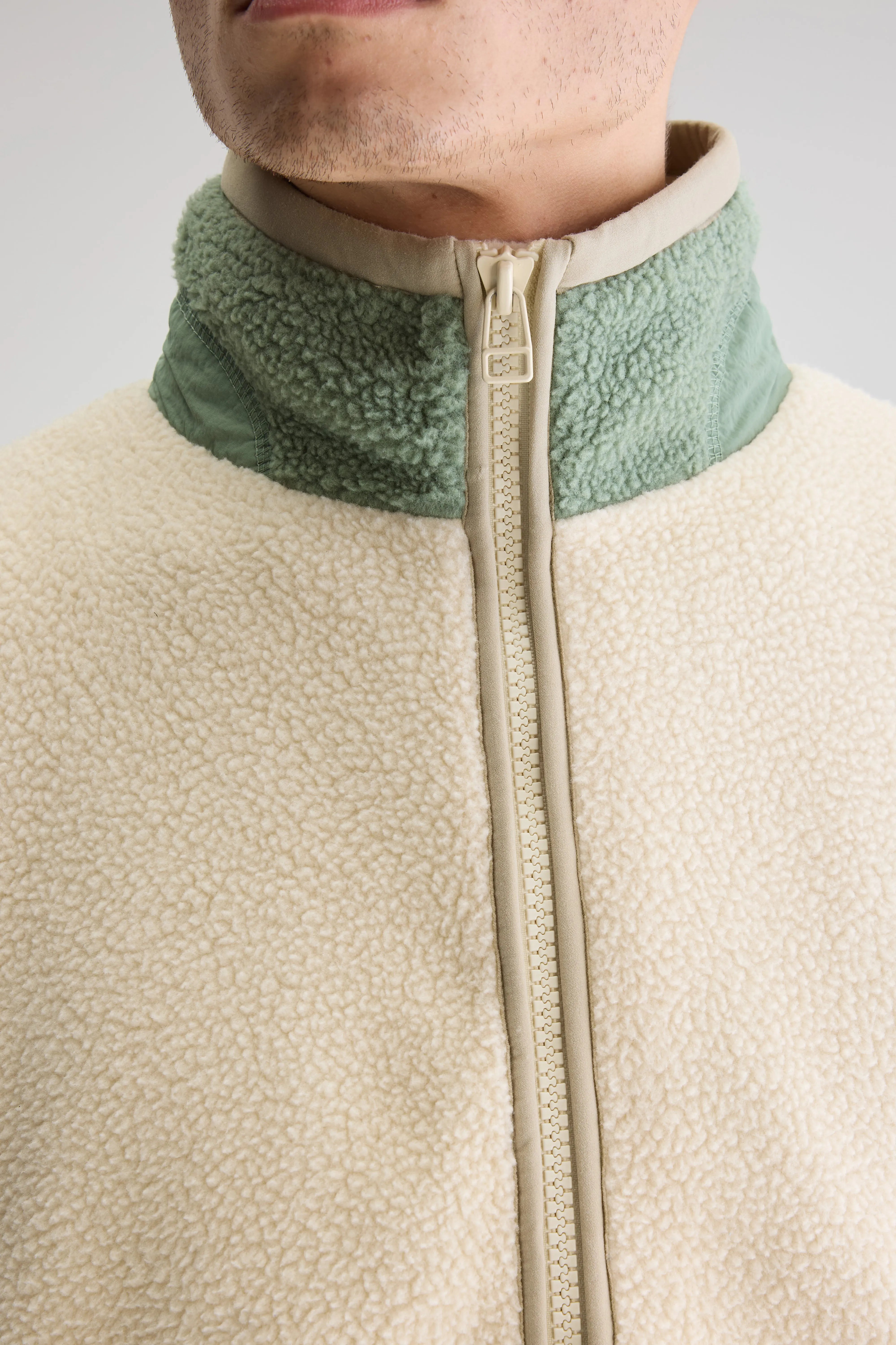 Justin Sweatshirt Jas Met Rits - Calcaire / Eucalyptus Voor Heren | Bellerose