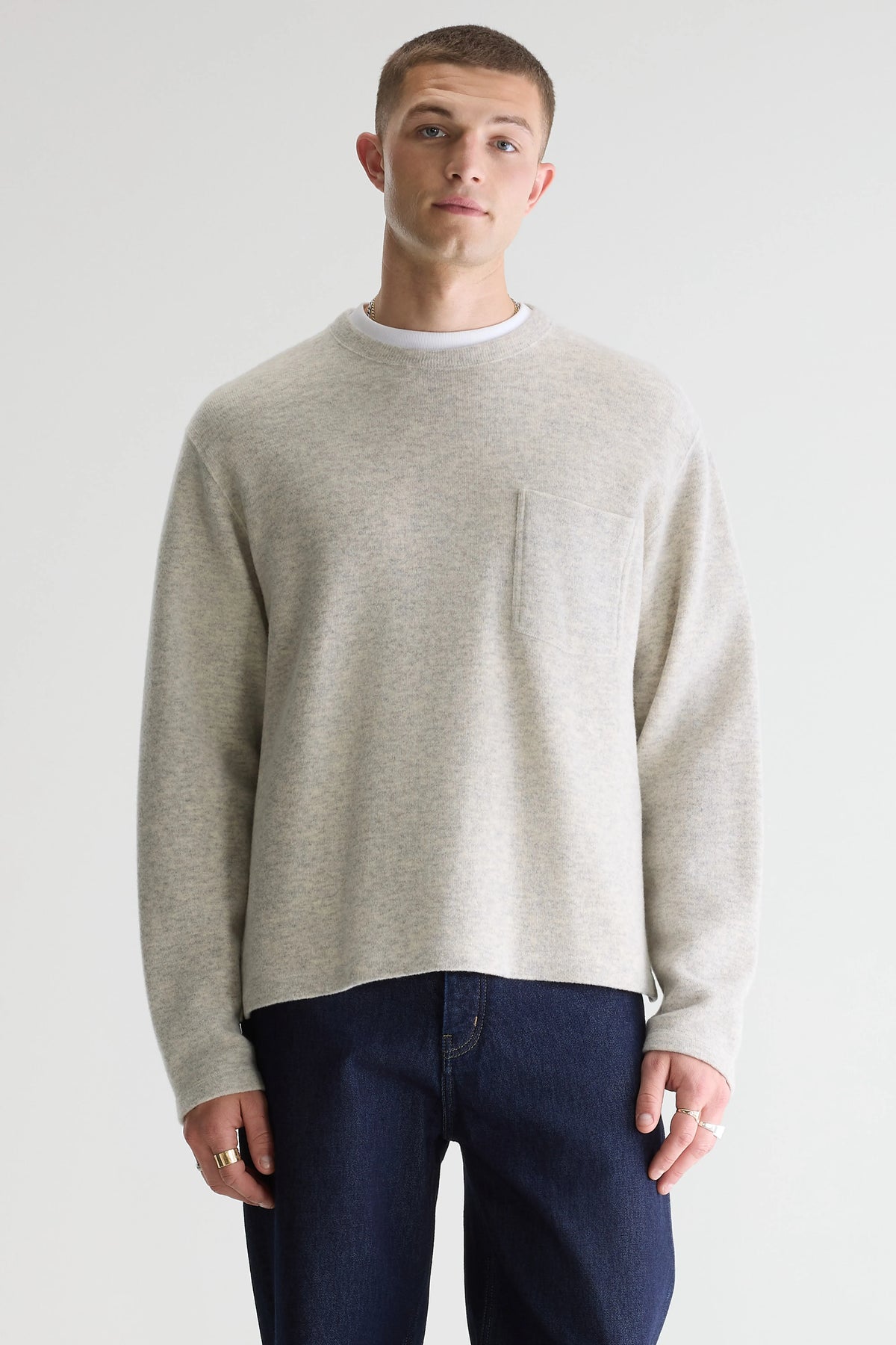 Velo Crewneck Heather Grey Sweatshirt - Heather grey For Men | Bellerose
