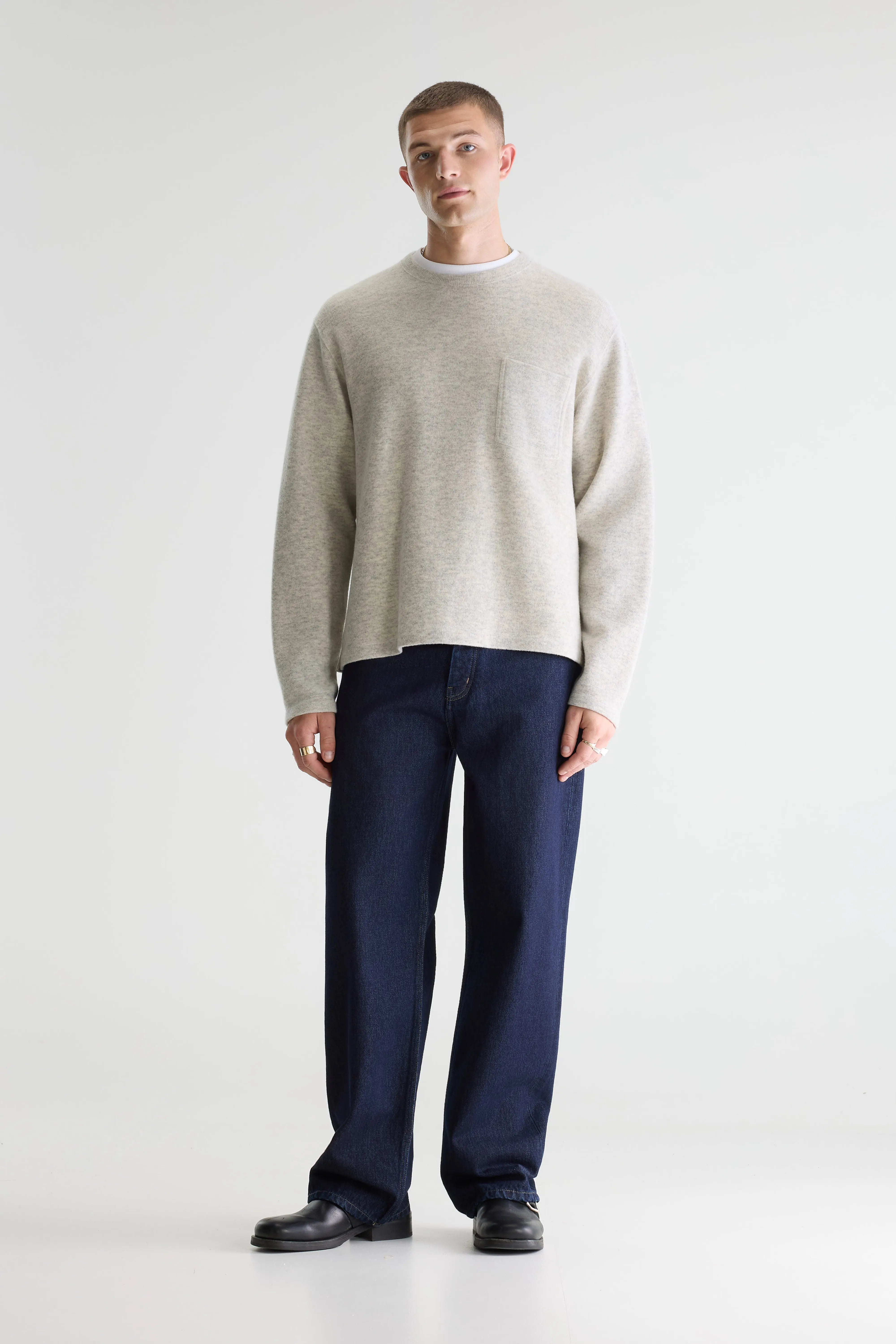 Sweatshirt Col Rond Gris Chiné Velo - Heather grey Pour Homme | Bellerose