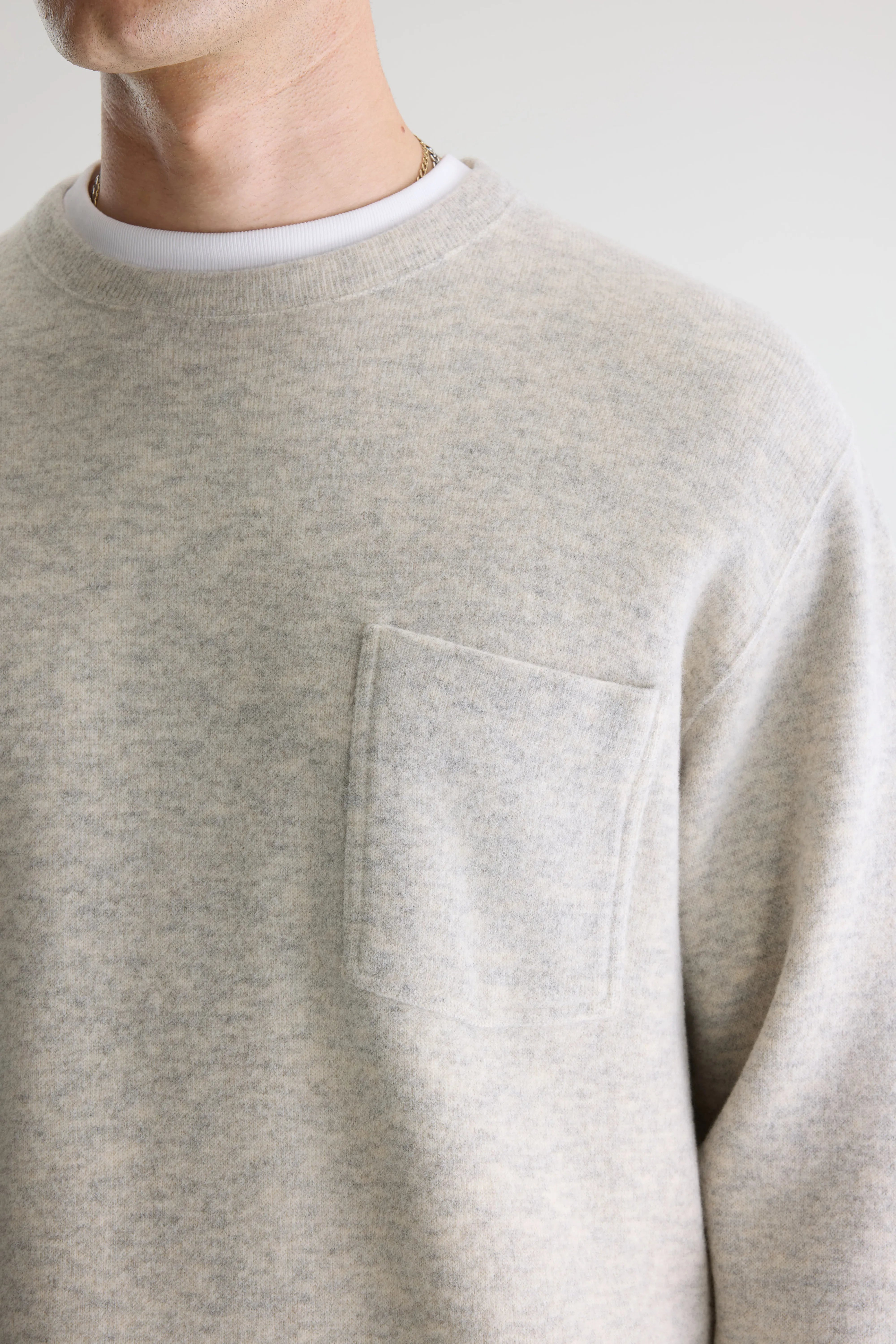 Sweatshirt Col Rond Gris Chiné Velo - Heather grey Pour Homme | Bellerose