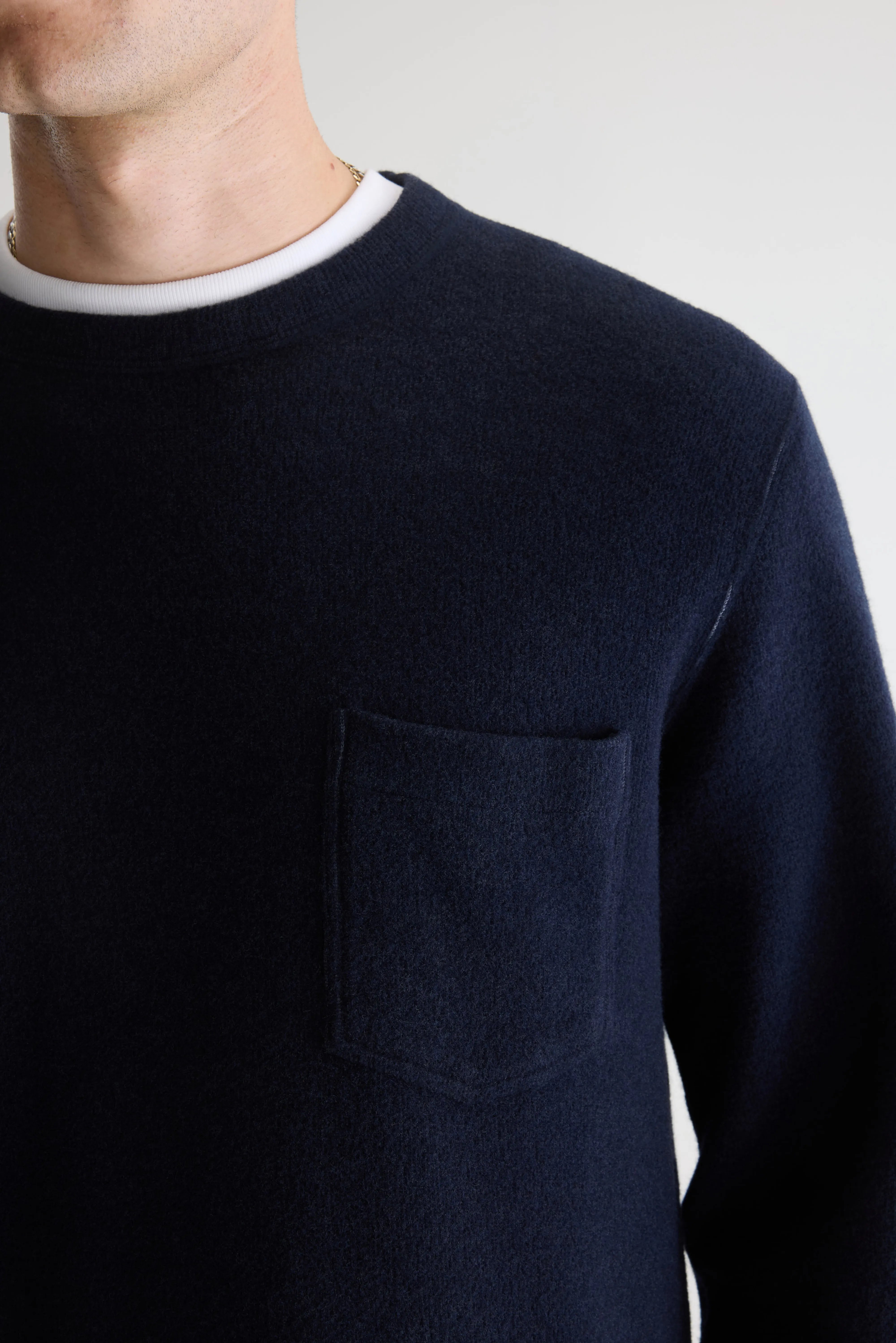 Velo Marineblauwe Sweatshirt Met Ronde Hals - Ecru / Navy Voor Heren | Bellerose