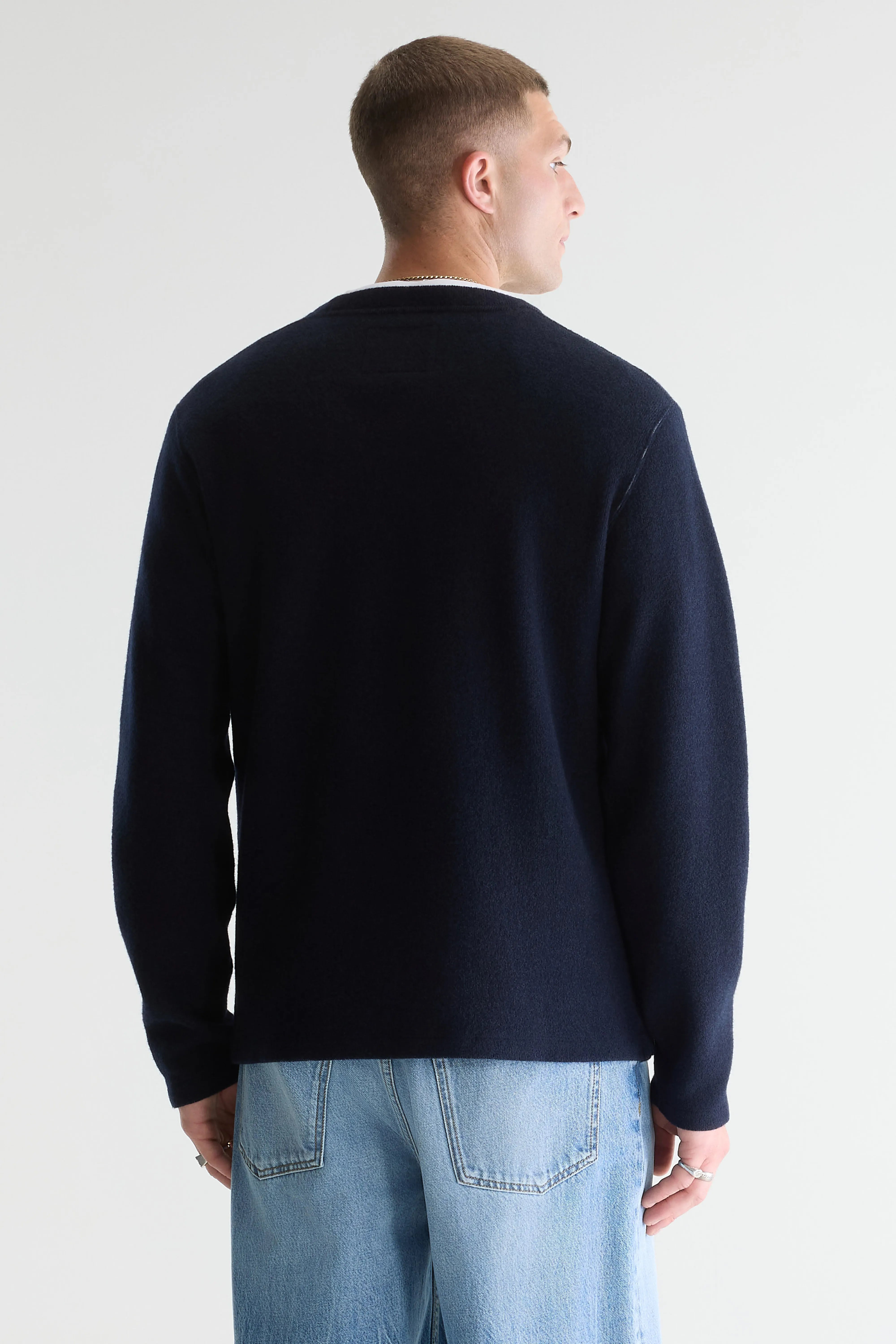Velo Marineblauwe Sweatshirt Met Ronde Hals - Ecru / Navy Voor Heren | Bellerose