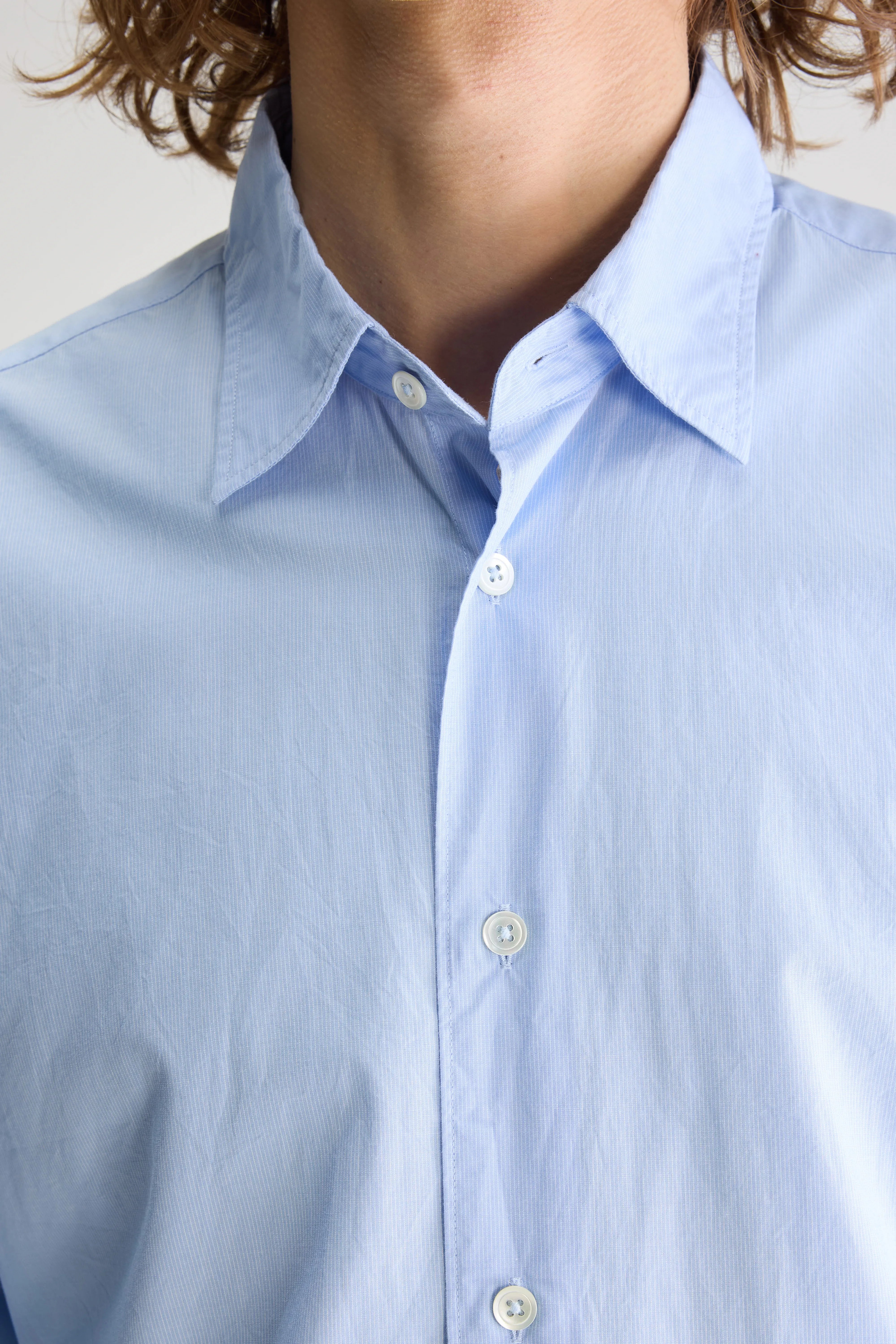 Gabe Slim Shirt - Sky / White For Men | Bellerose