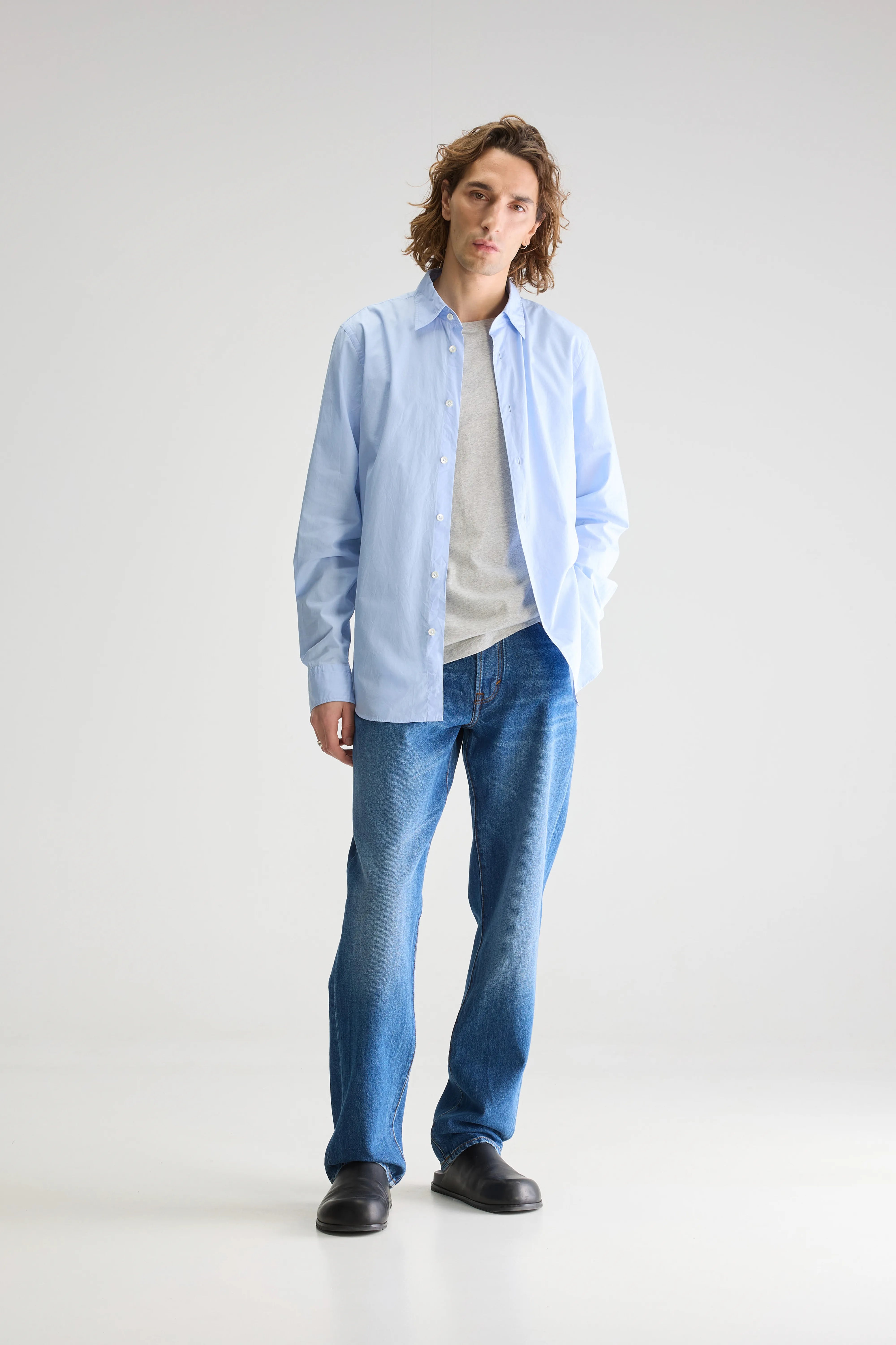 Gabe Slim Shirt - Sky / White For Men | Bellerose