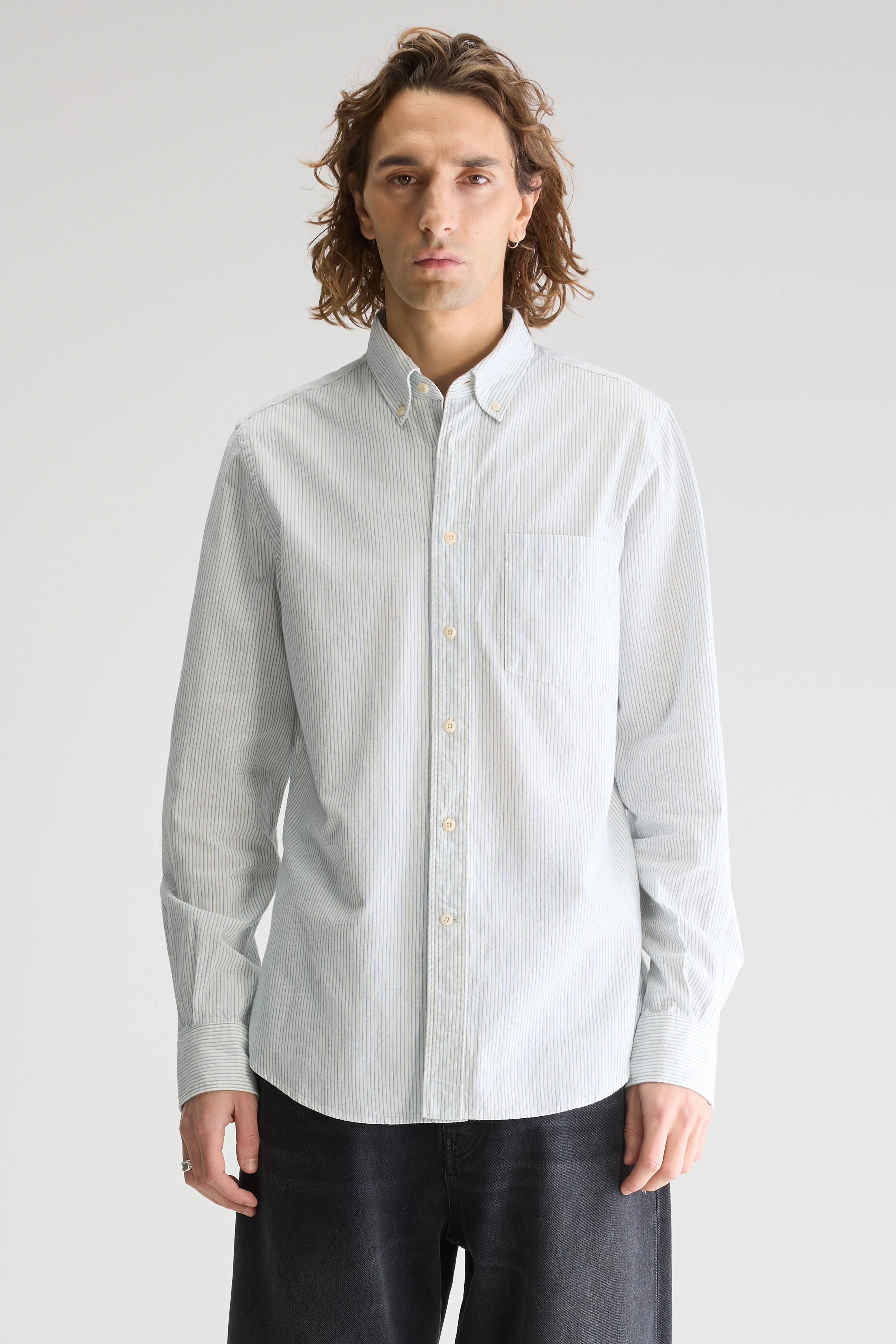 Mire Slim Shirt - Blue shirt / Off white For Men | Bellerose