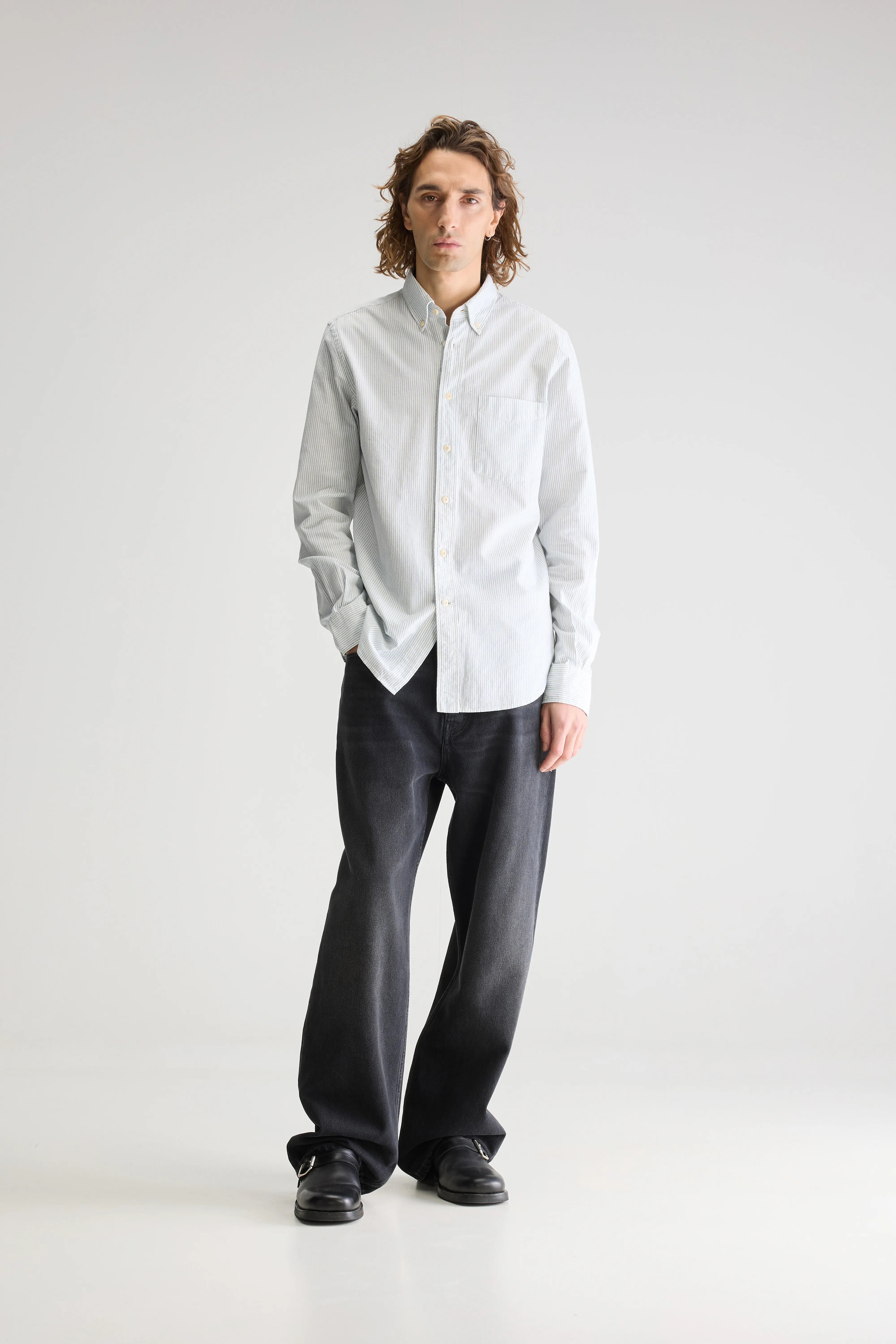 Mire Slim Shirt - Blue shirt / Off white For Men | Bellerose