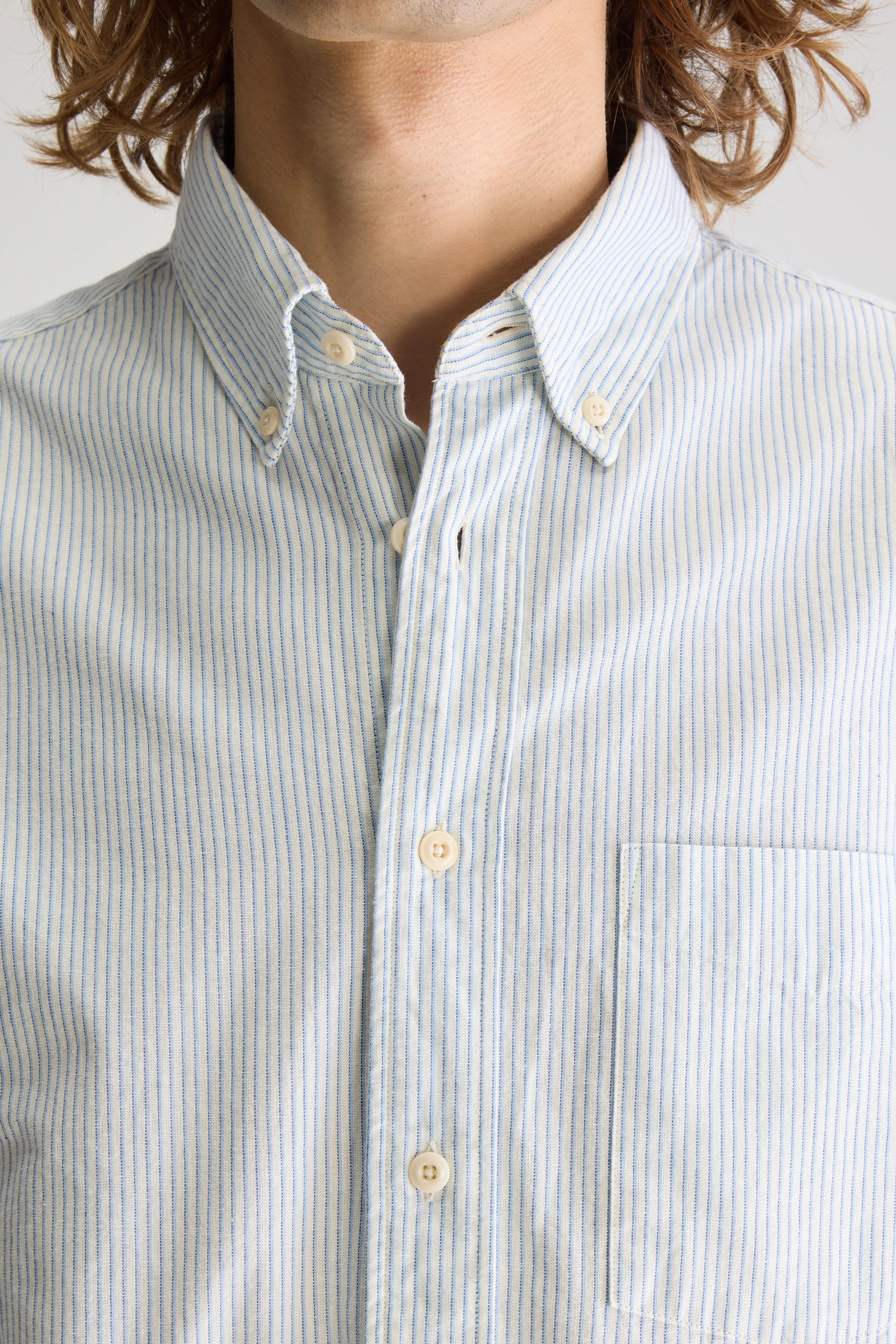 Mire Slim Shirt - Blue shirt / Off white For Men | Bellerose