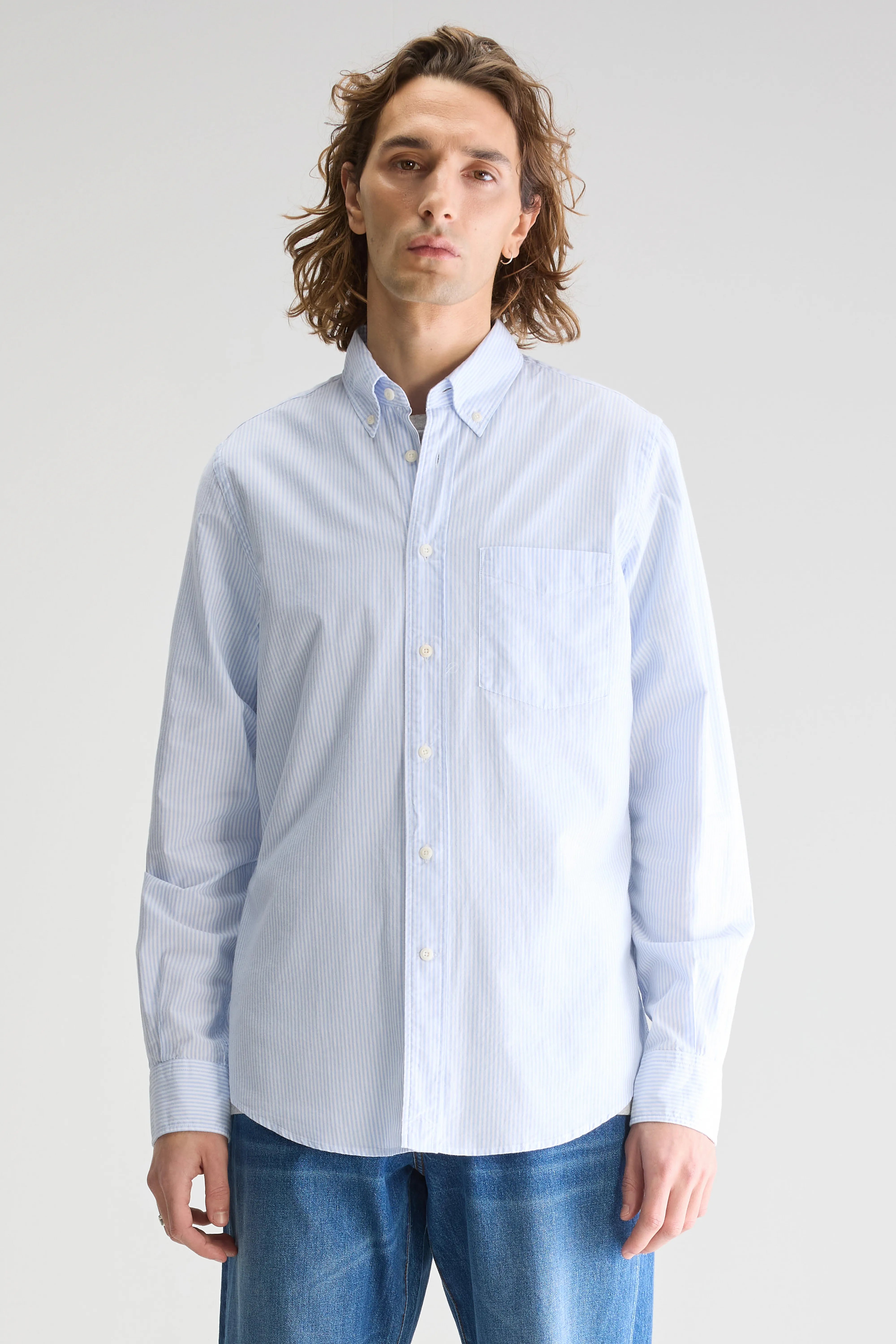 Mire Slim Shirt - Sky / White For Men | Bellerose