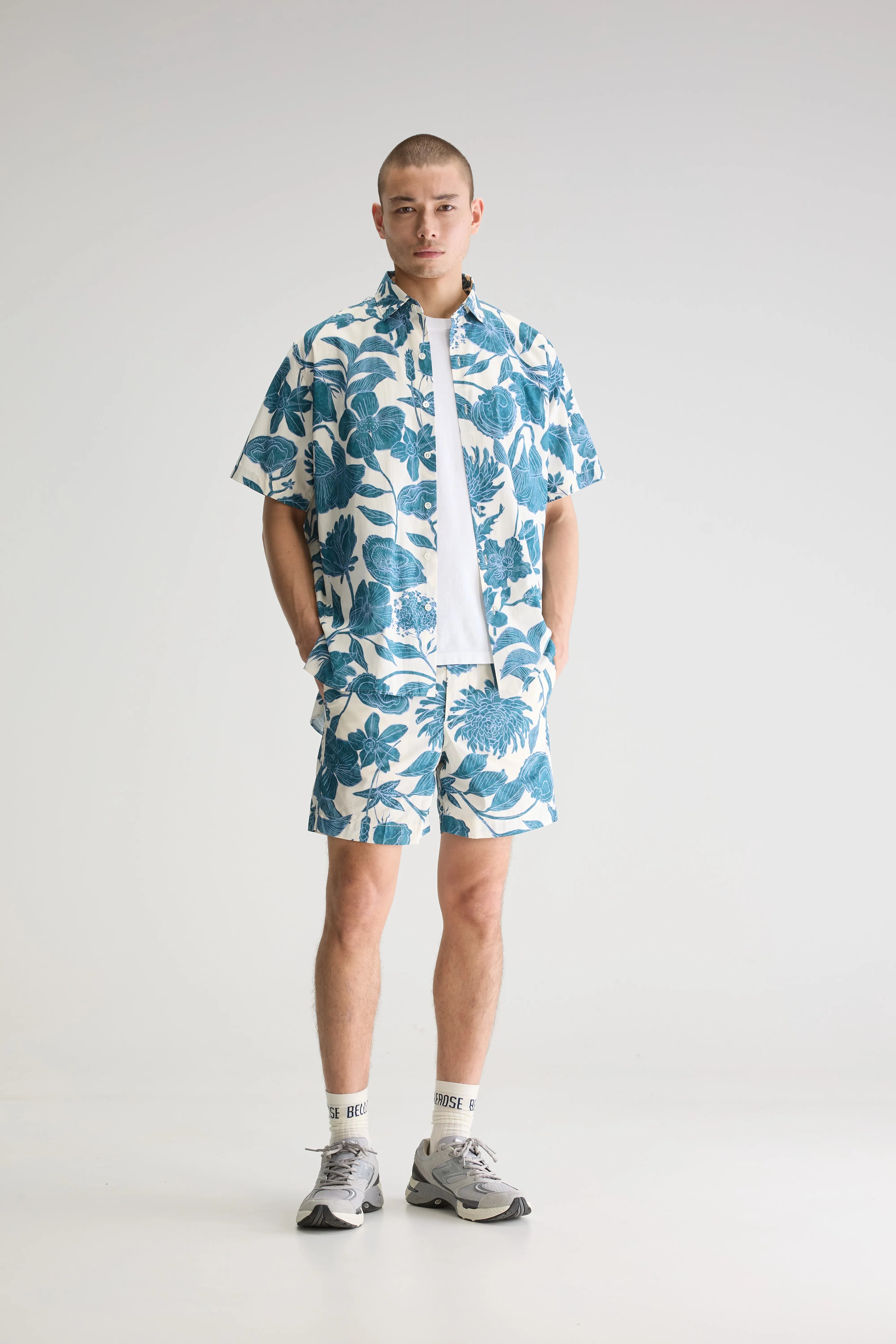 Zoom Los Hemd - Prussian / Snow Voor Heren | Bellerose