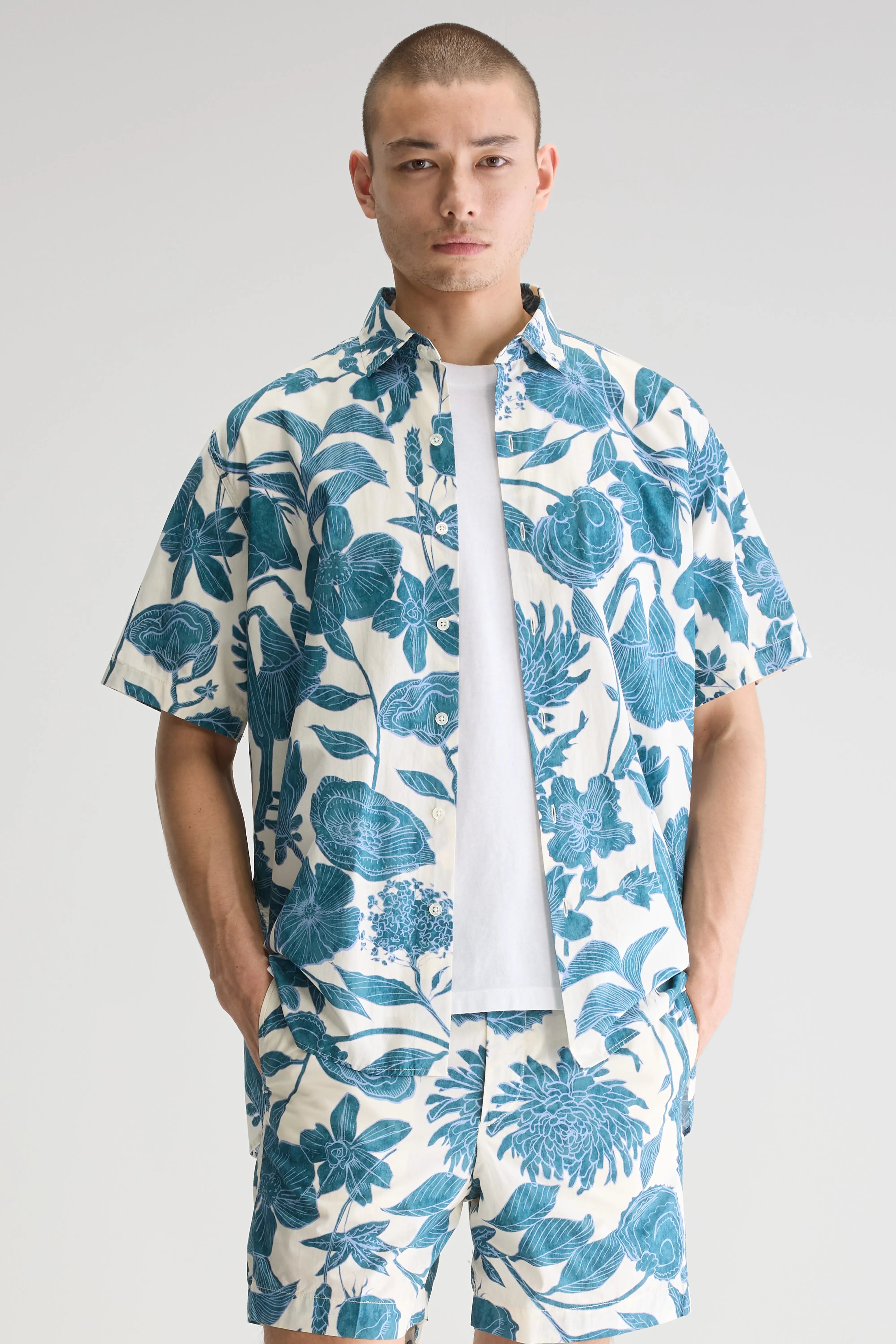 Zoom Los Hemd - Prussian / Snow Voor Heren | Bellerose