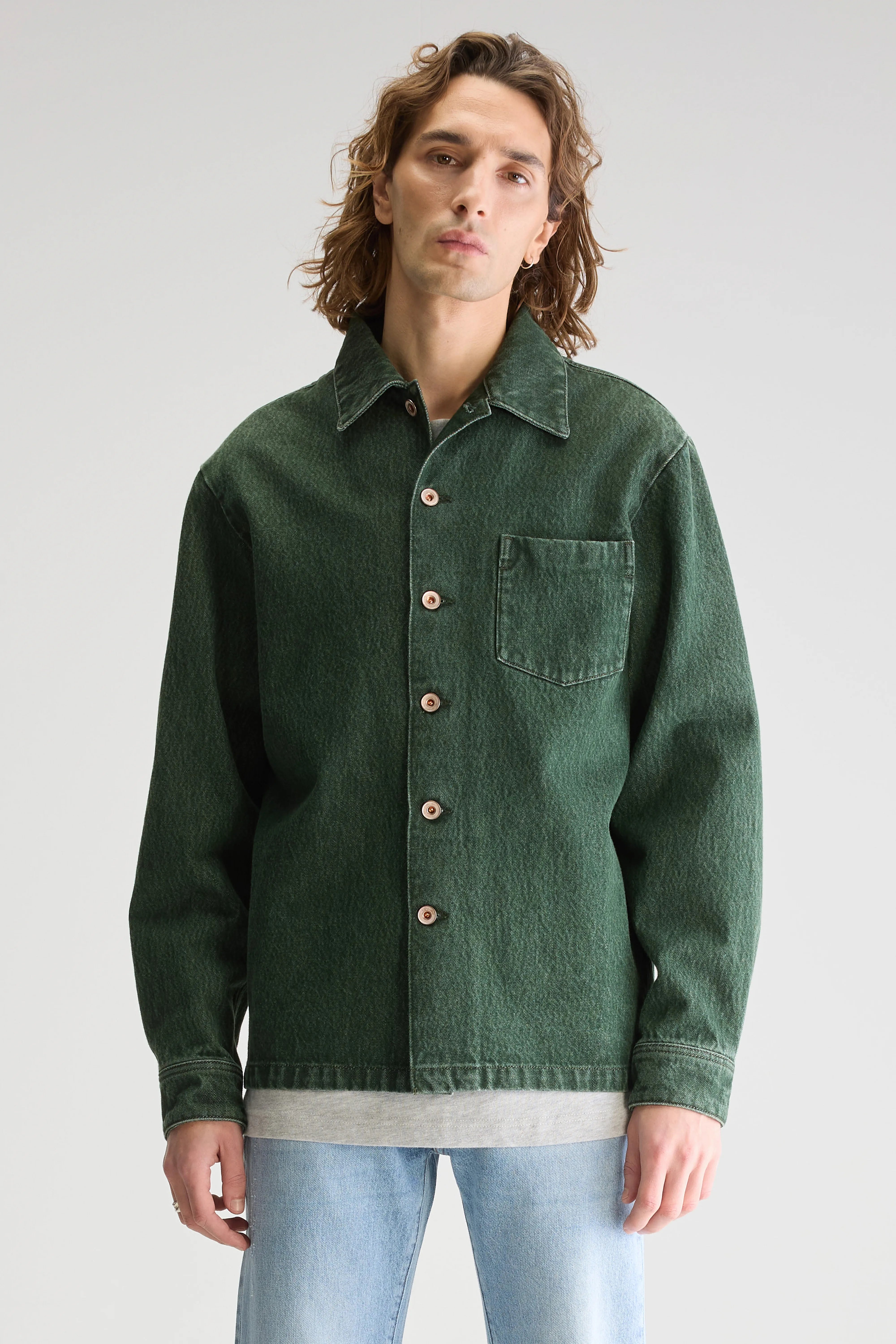 Goney Denim Overshirt - Green stone For Men | Bellerose