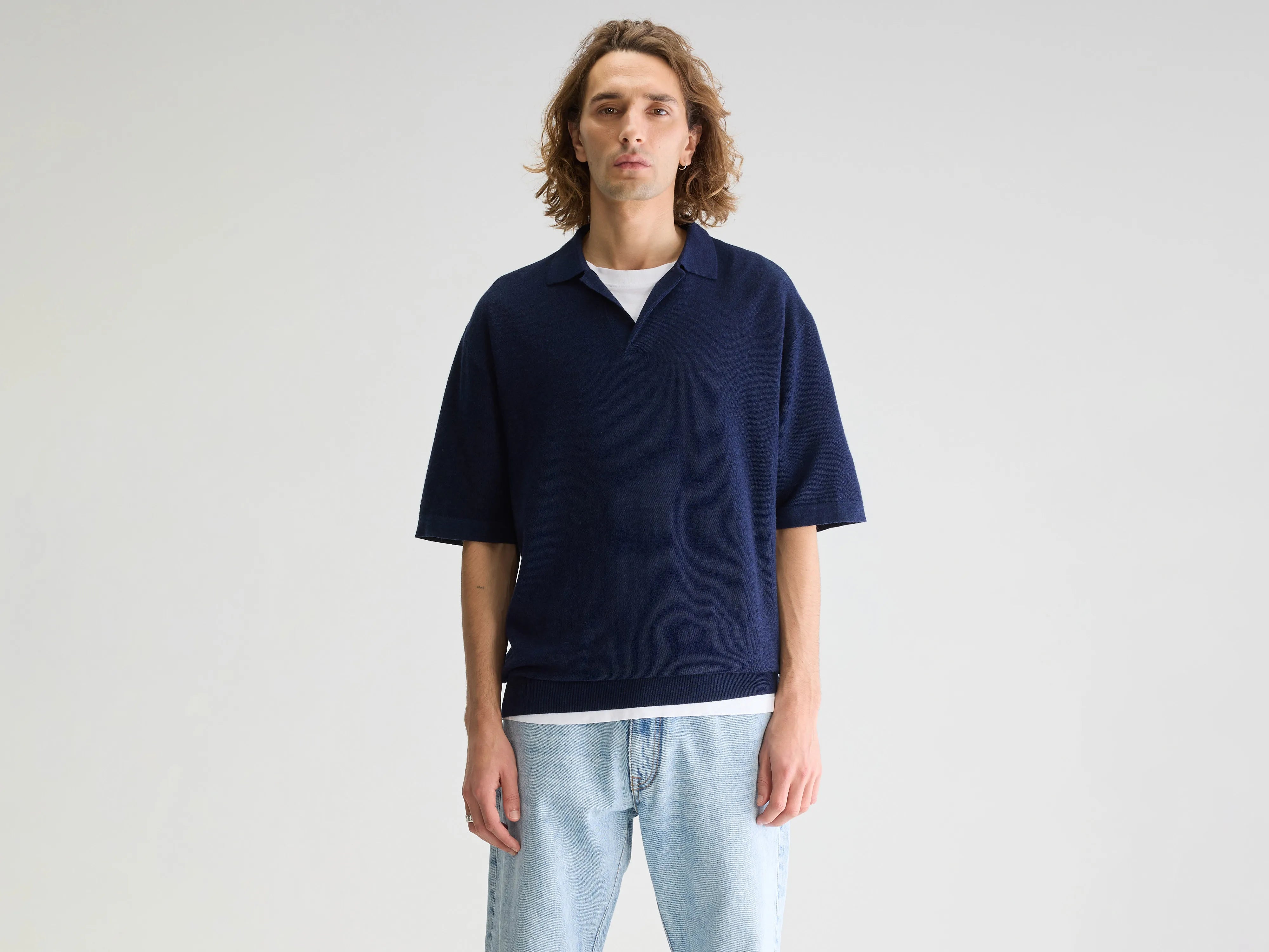 Alosh relaxed polo sweater (251 / M / REGAL BLUE)