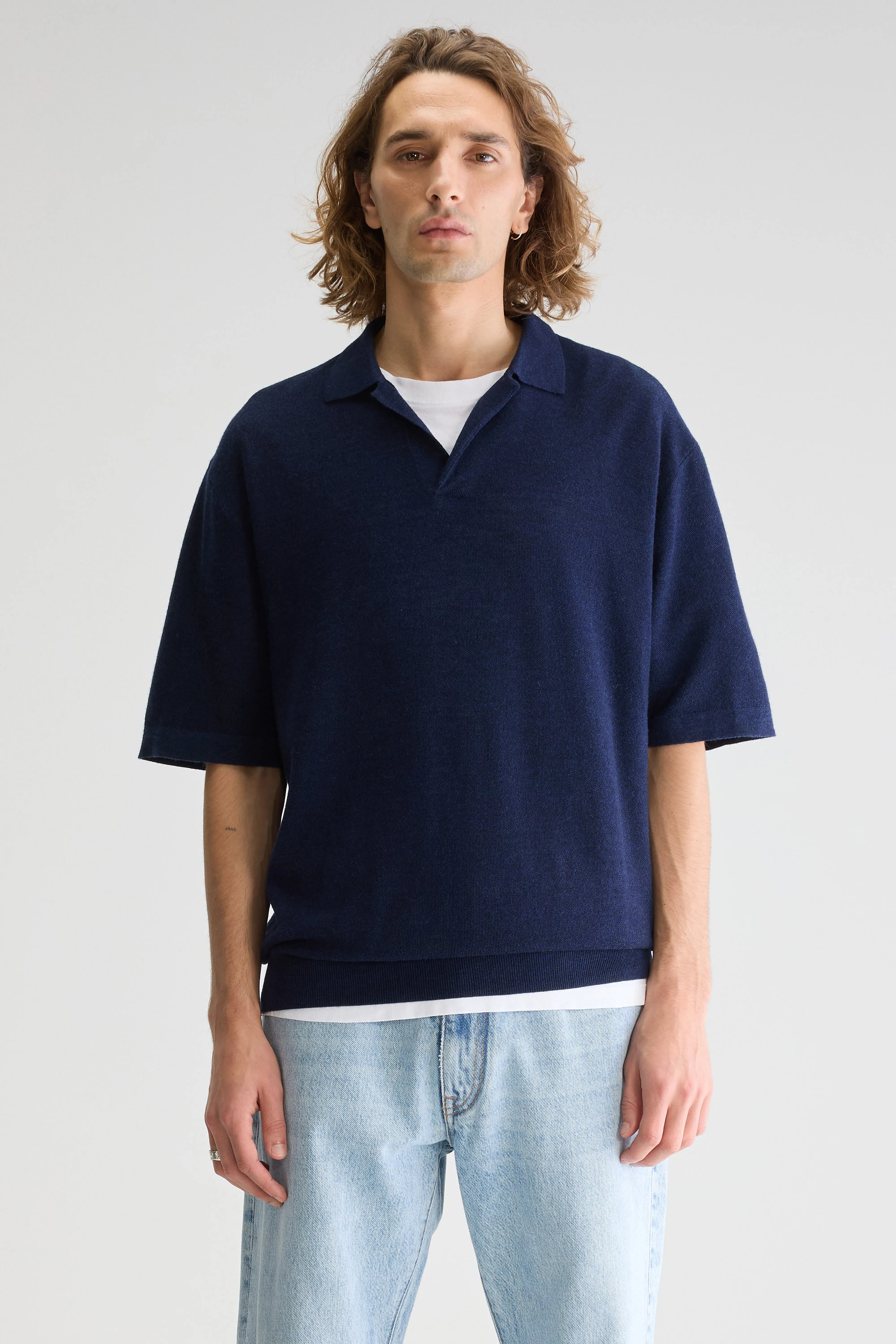 Alosh Relaxed Polo Sweater - Regal blue For Men | Bellerose