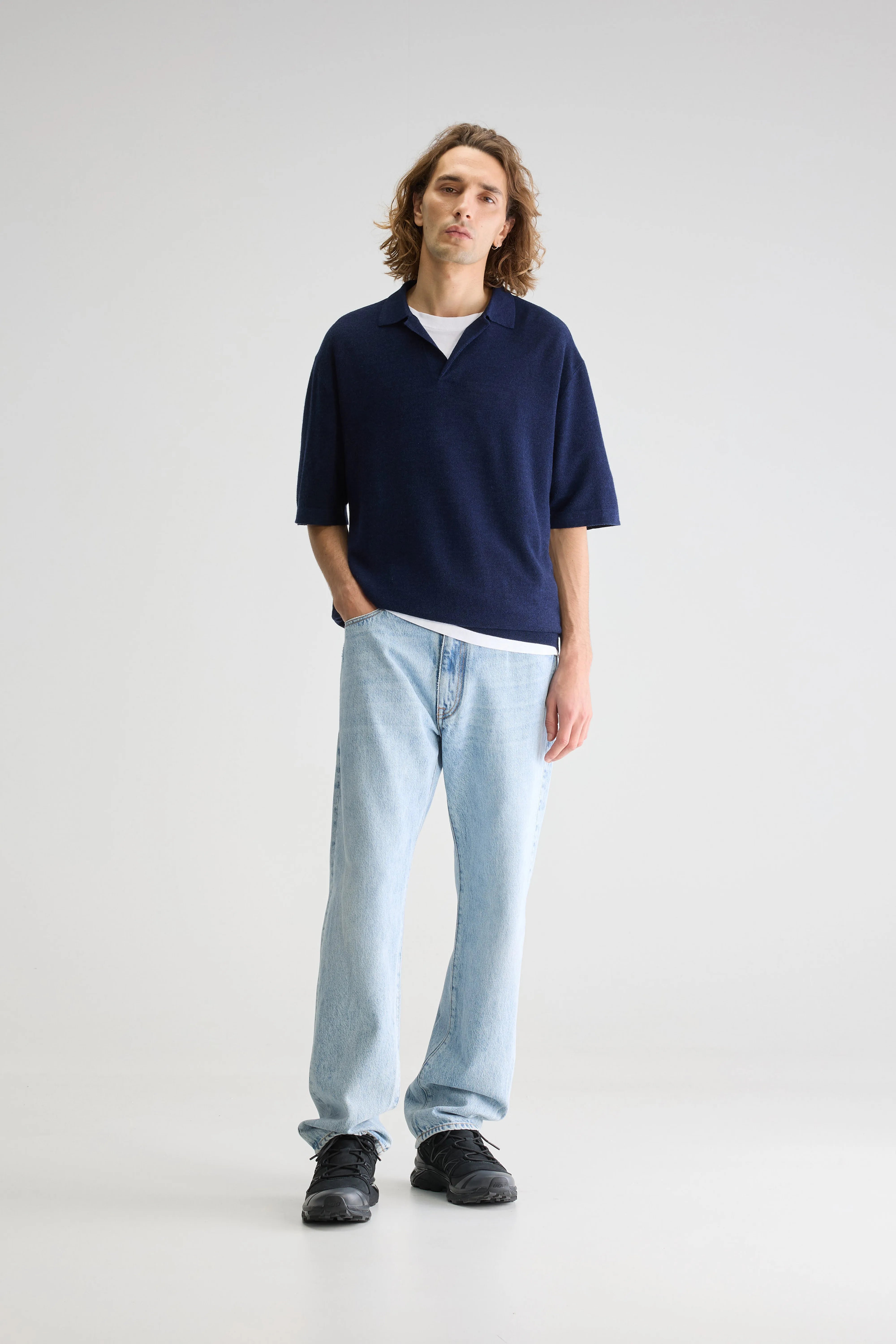 Alosh relaxed polo sweater (251 / M / REGAL BLUE)