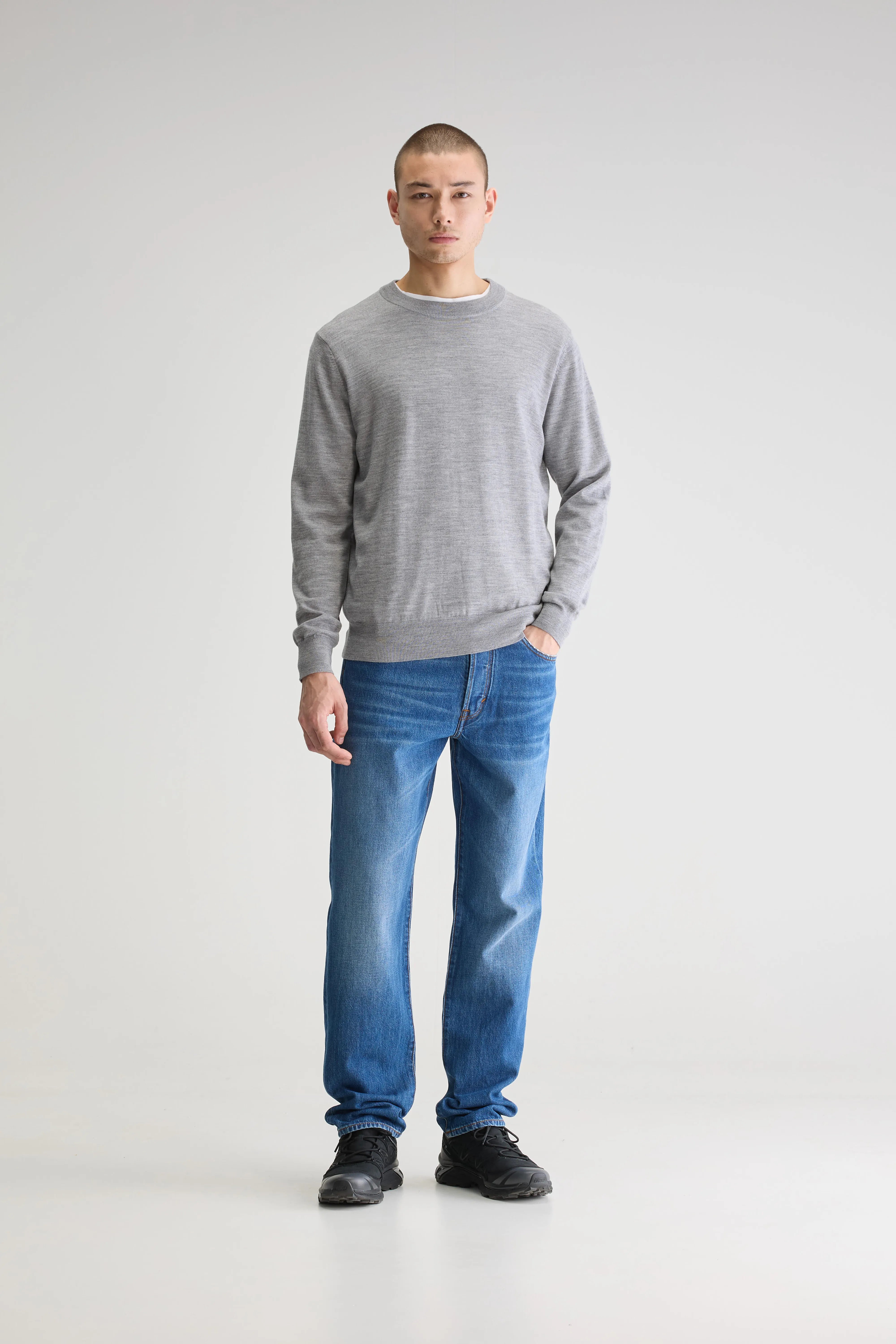 Pull Col Rond Dilliv - Grey melange Pour Homme | Bellerose