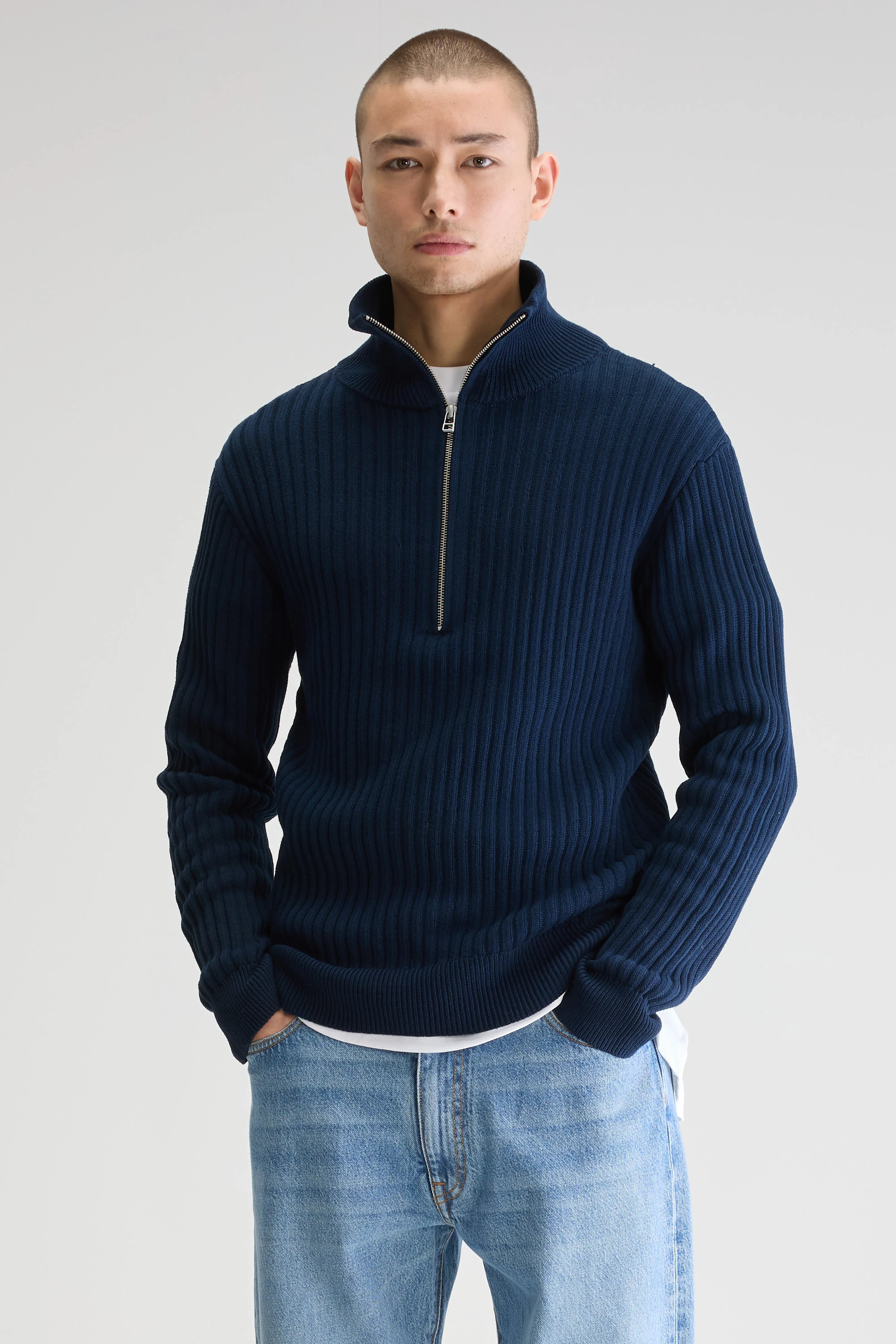 Pull Col Zippé Asiz - Navy Pour Homme | Bellerose