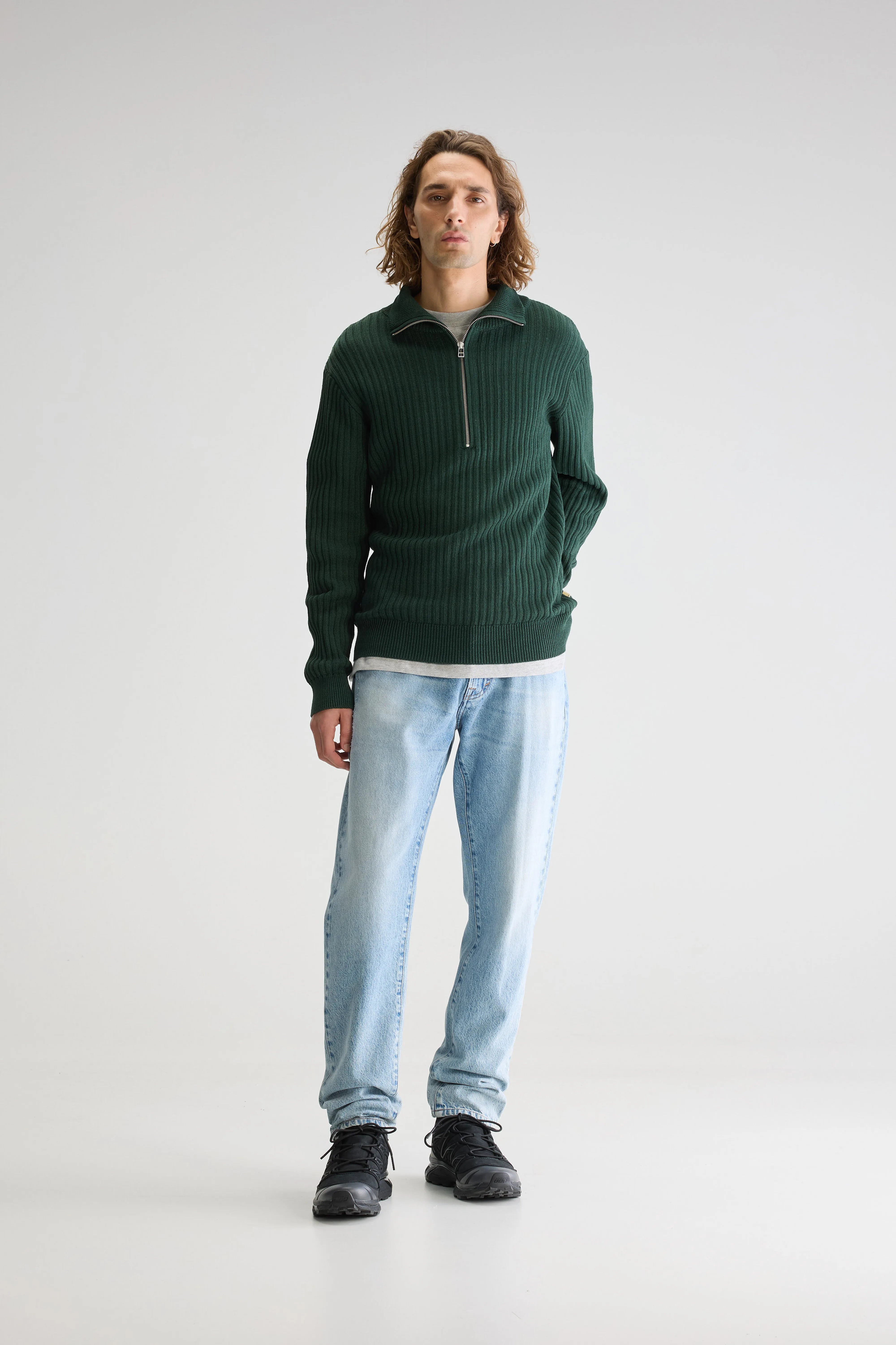 Pull Col Zippé Asiz - Sage Pour Homme | Bellerose