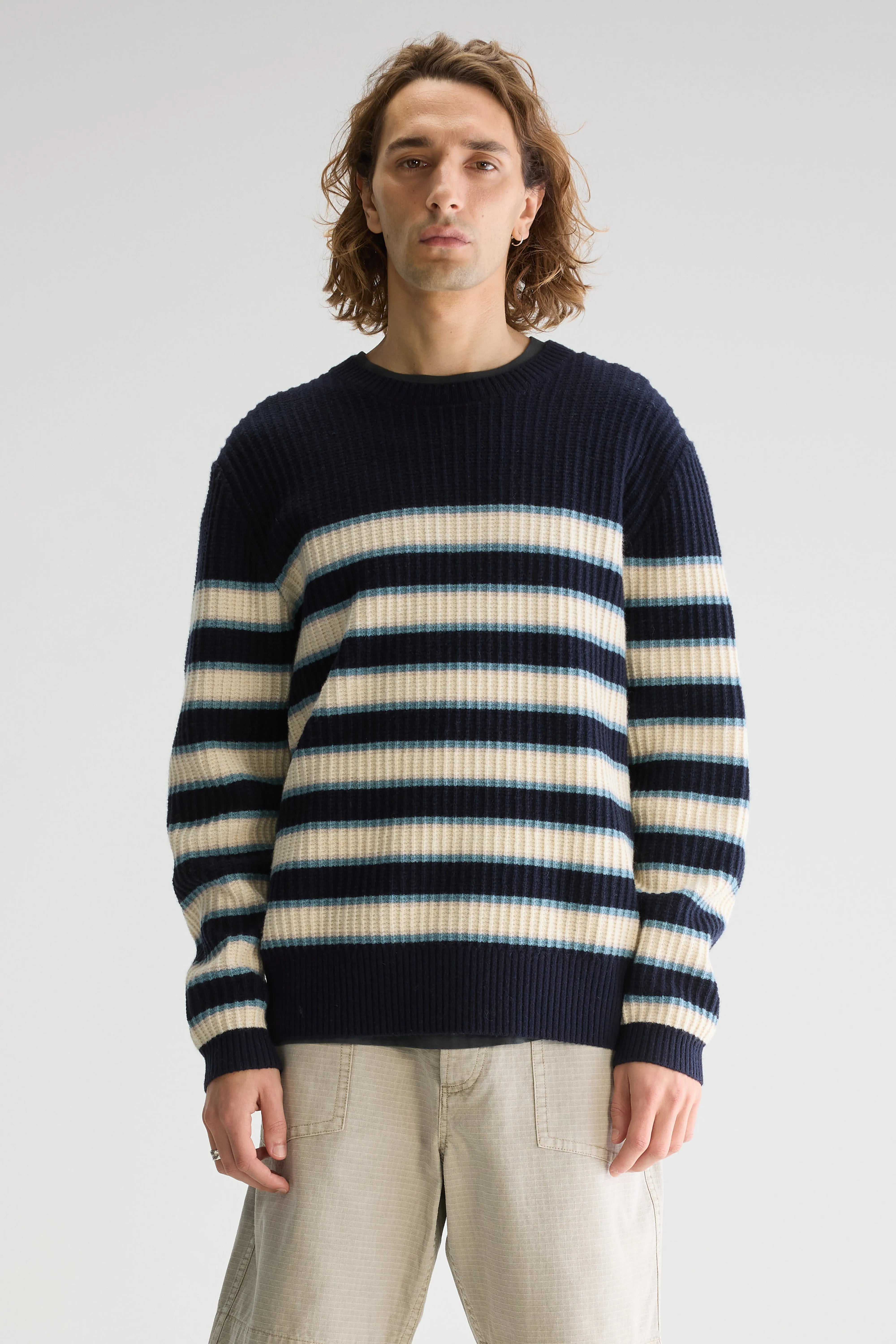 Geivy Crewneck Sweater - Blue eyes / Milky way / Navy For Men | Bellerose