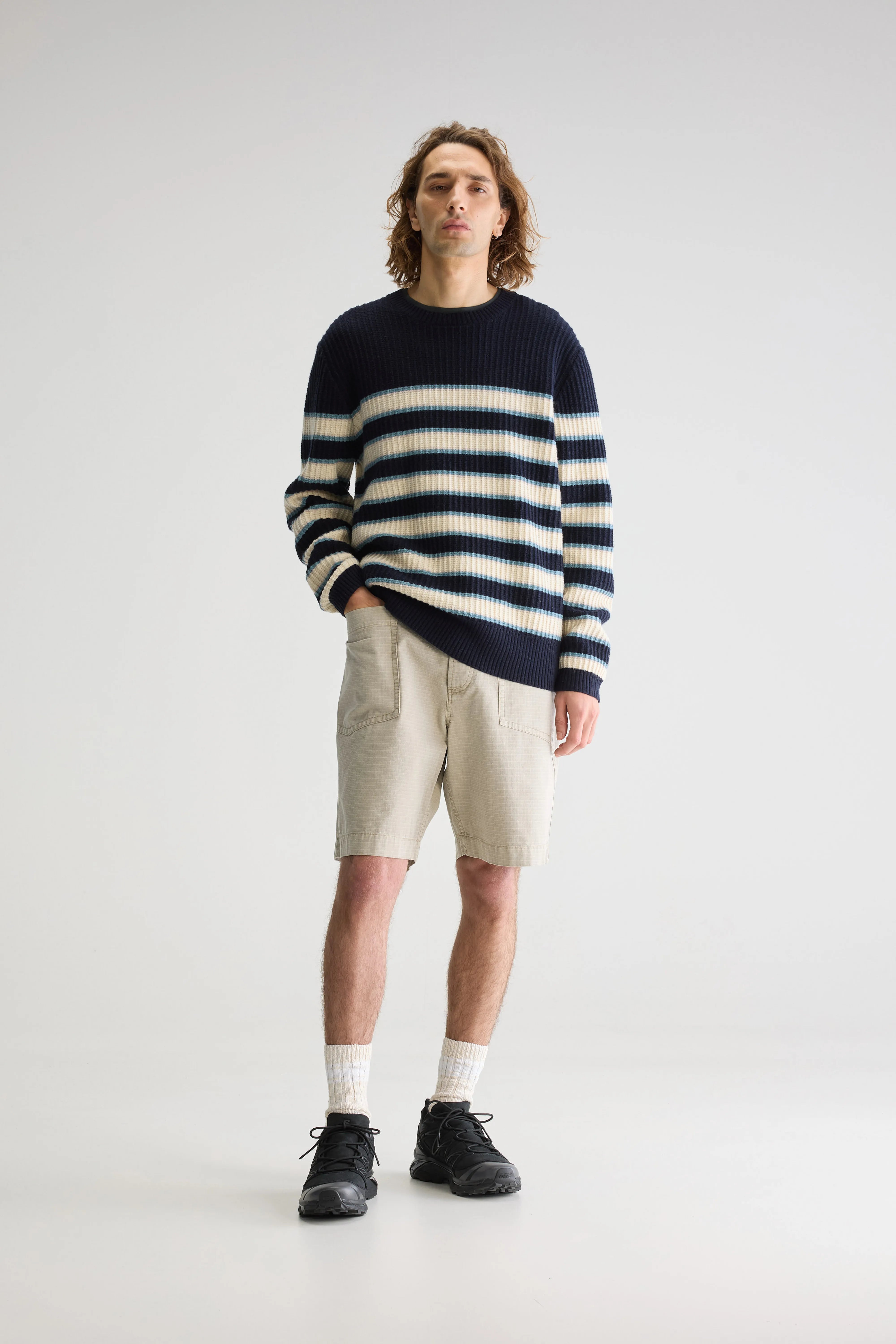 Geivy Crewneck Sweater - Blue eyes / Milky way / Navy For Men | Bellerose