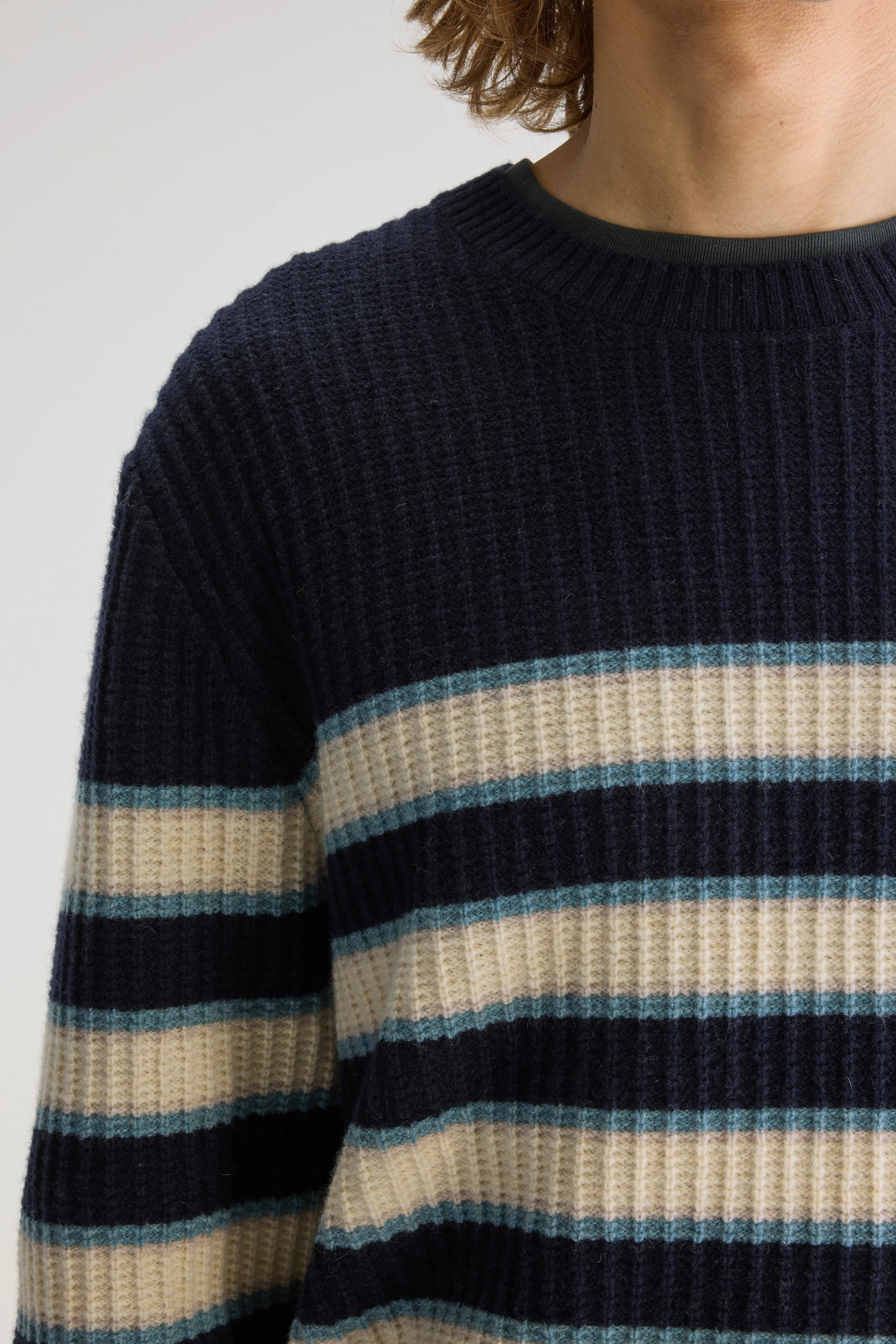 Geivy Crewneck Sweater - Blue eyes / Milky way / Navy For Men | Bellerose