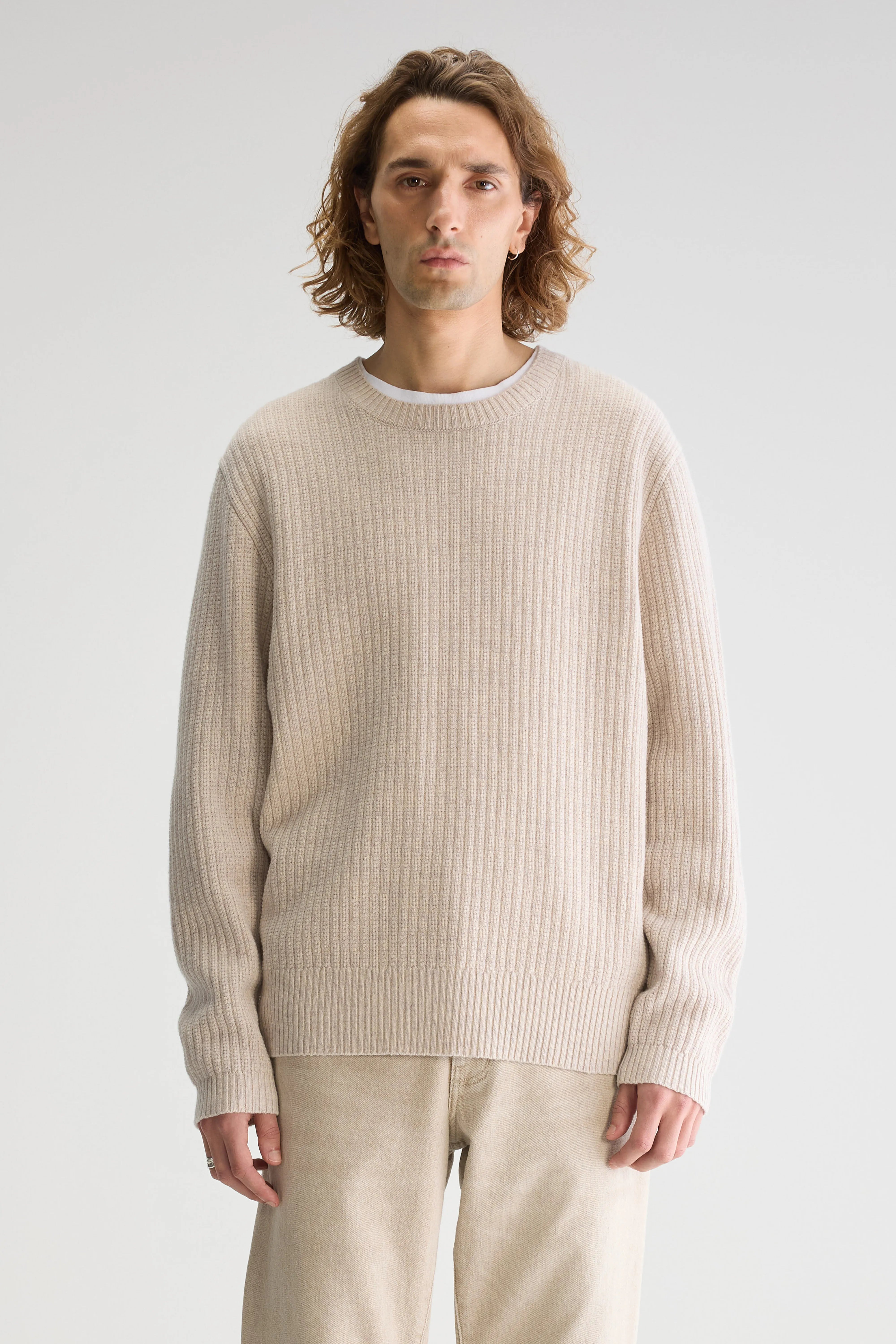 Pull Col Rond Geivy - Light grey Pour Homme | Bellerose