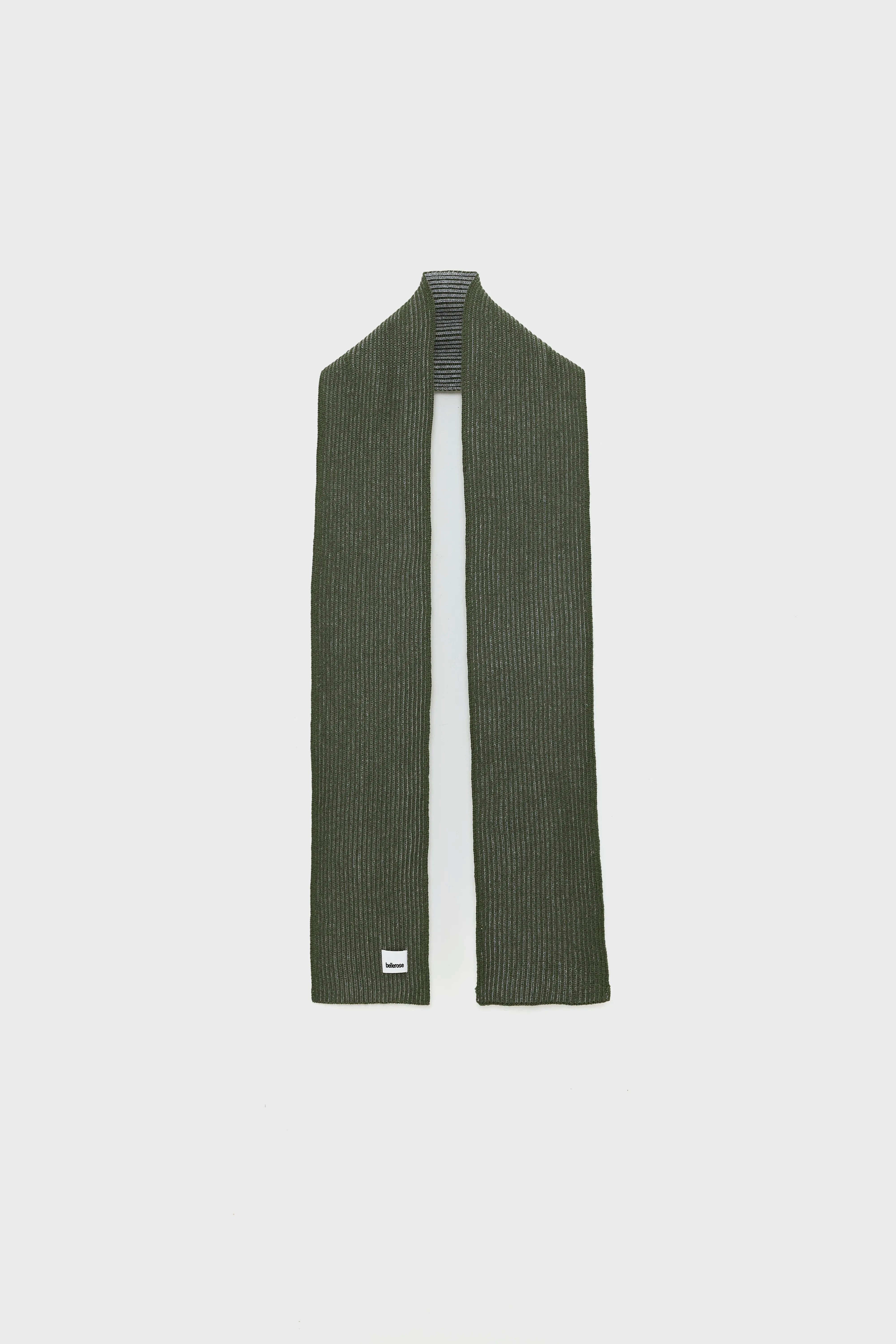 Sonac Ribbed Knit Scarf - Grey melange / Olive For Men | Bellerose