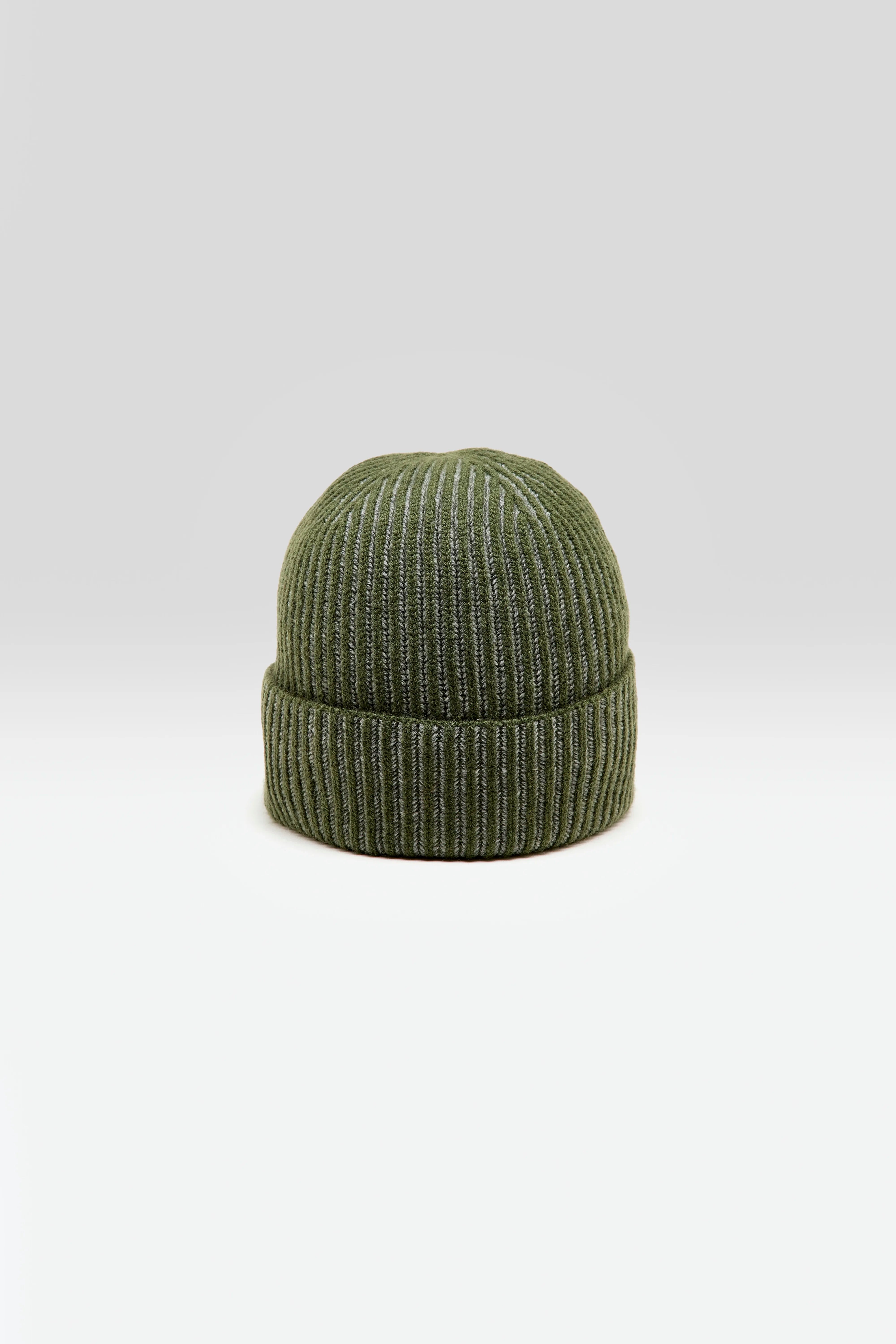 Sonaro Ribbed Knit Beanie - Grey melange / Olive For Men | Bellerose