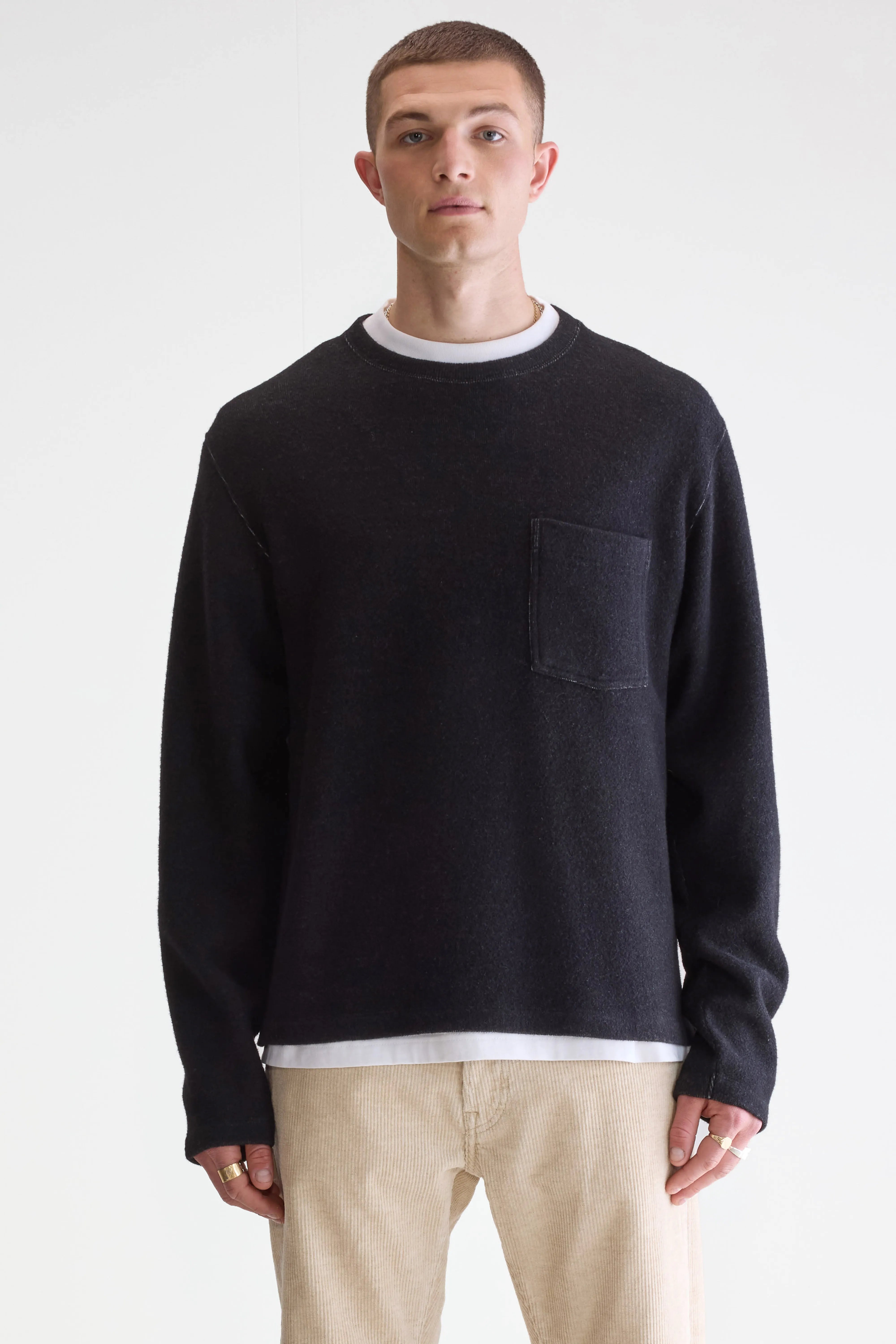 Velo Crewneck Sweatshirt - Black For Men | Bellerose