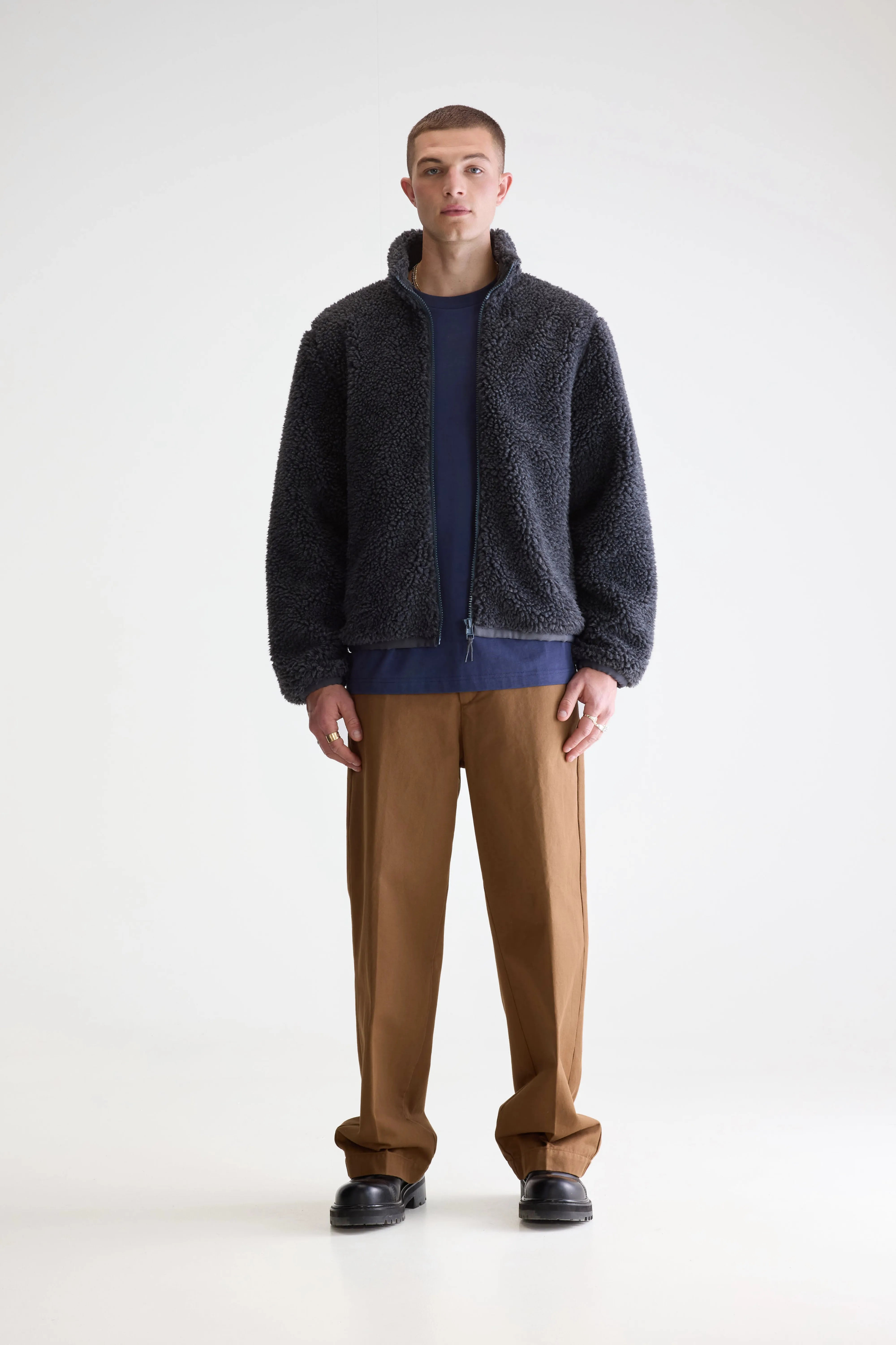 Jeremy Zip-up Teddy Sweatshirt - Charcoal Voor Heren | Bellerose