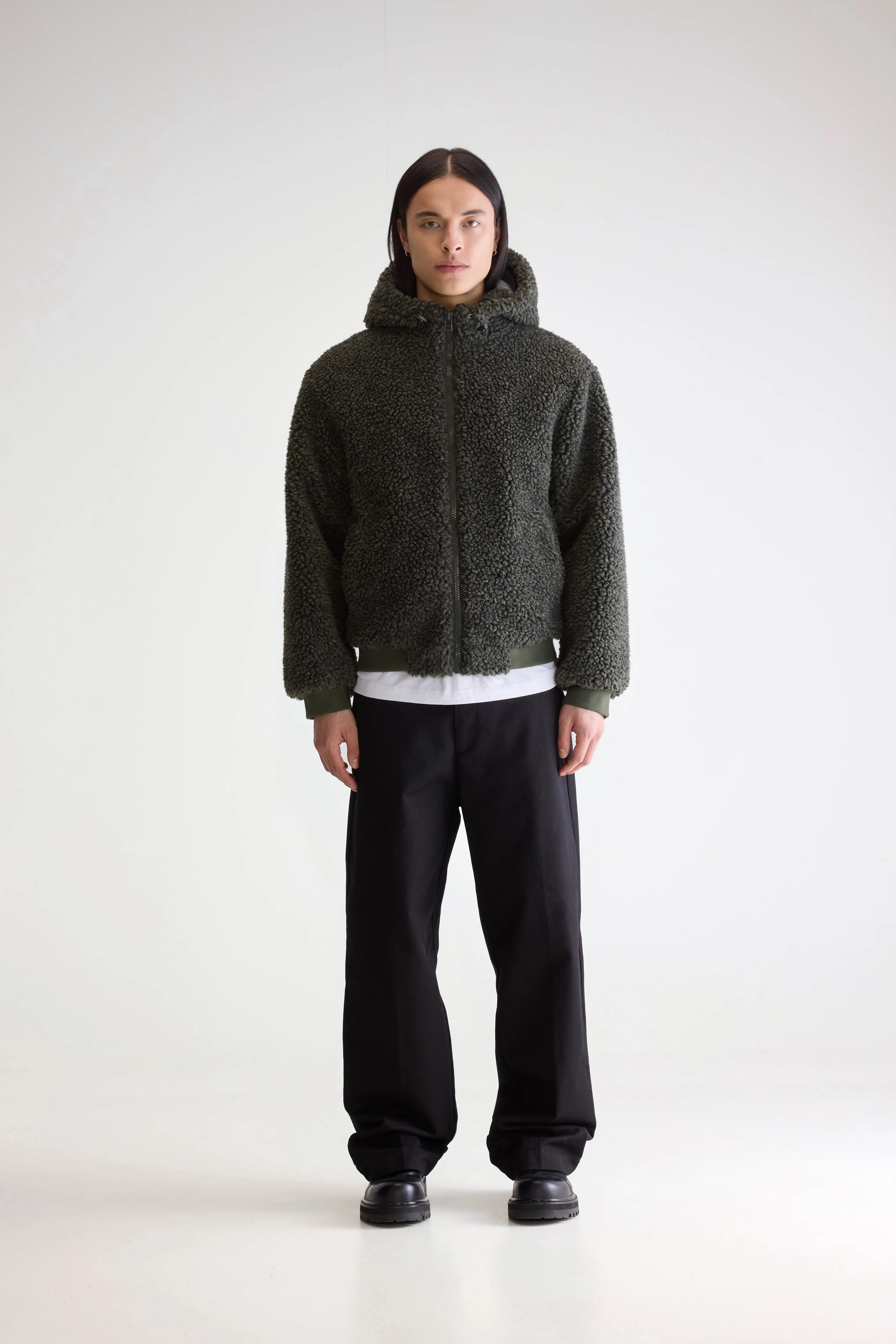 Jake hoodie met rits  (252 / M / DARK OLIVE)