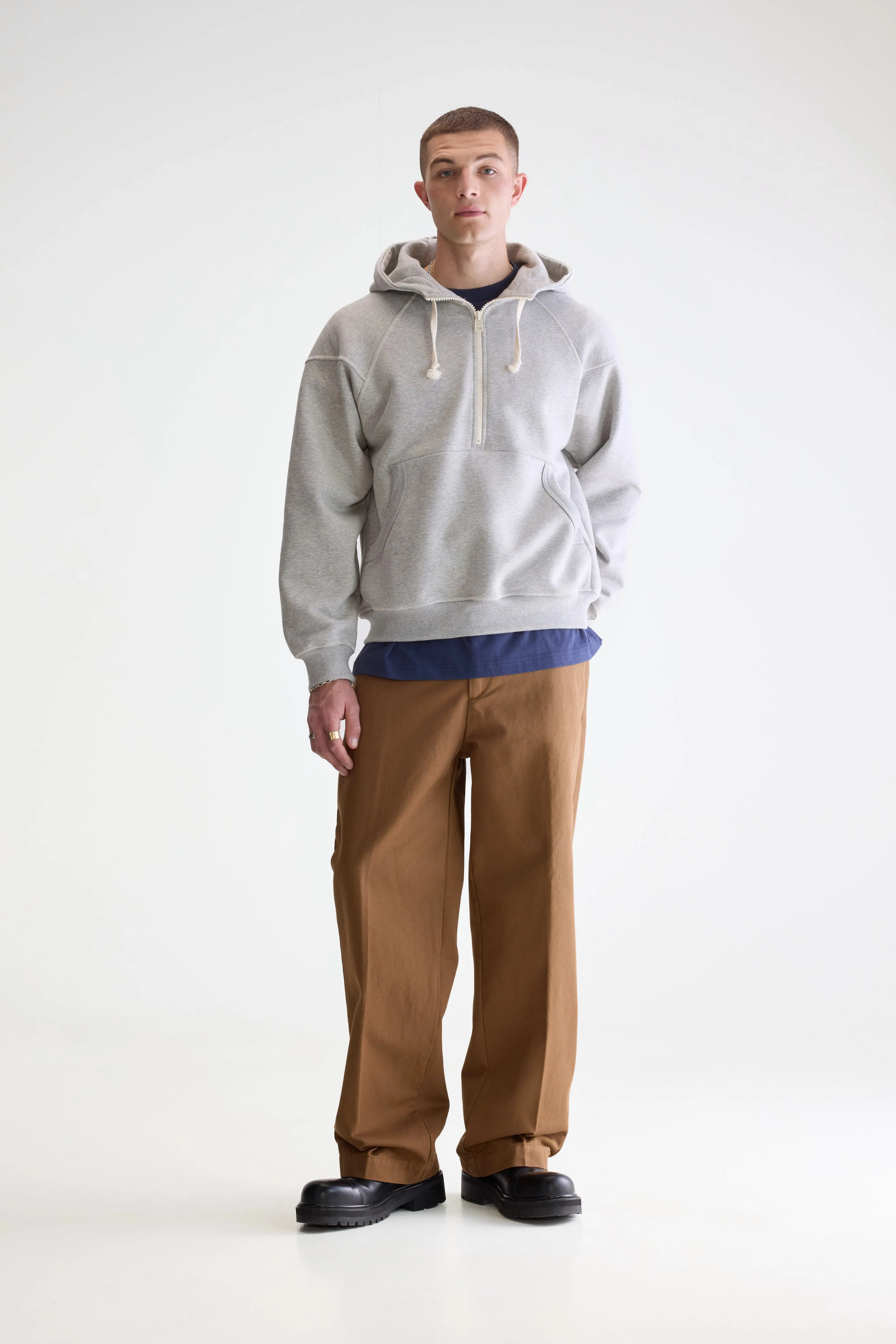 Find Zipped-collar Hoodie - H. grey For Men | Bellerose