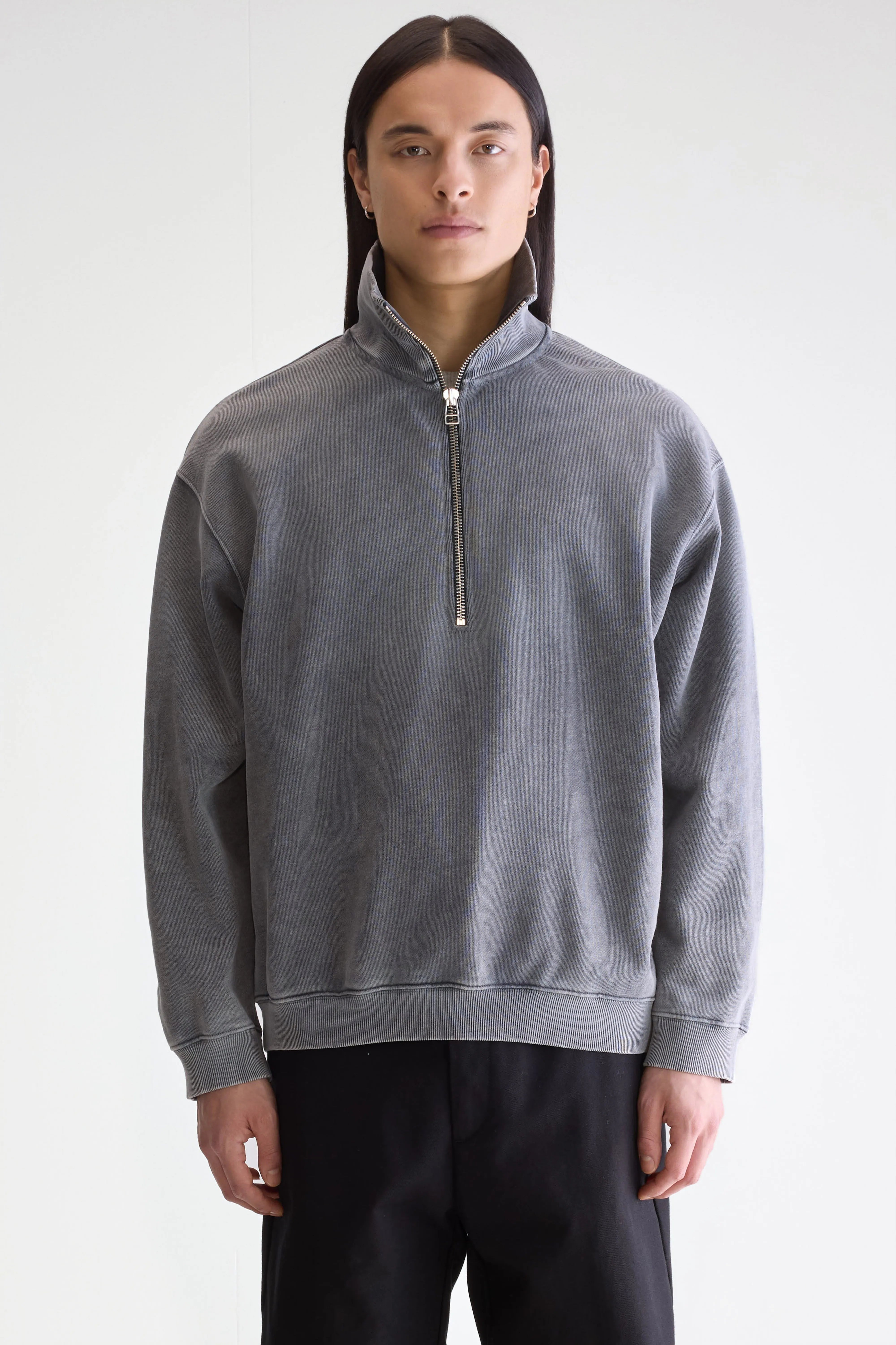 Fabro Sweatshirt Met Halve Rits - Black blue Voor Heren | Bellerose