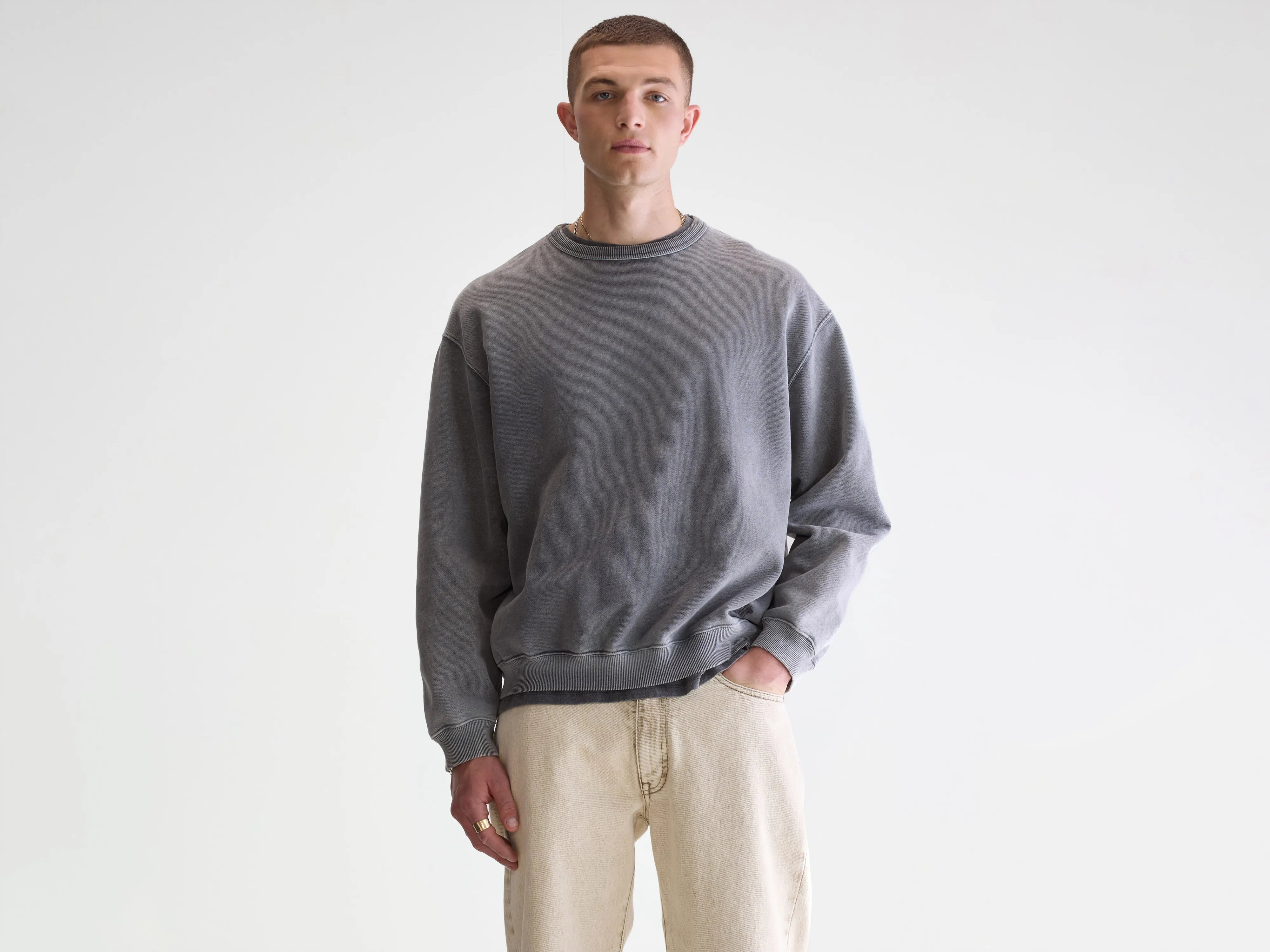 Sweatshirt col rond Fabien (252 / M / BLACK BLUE)