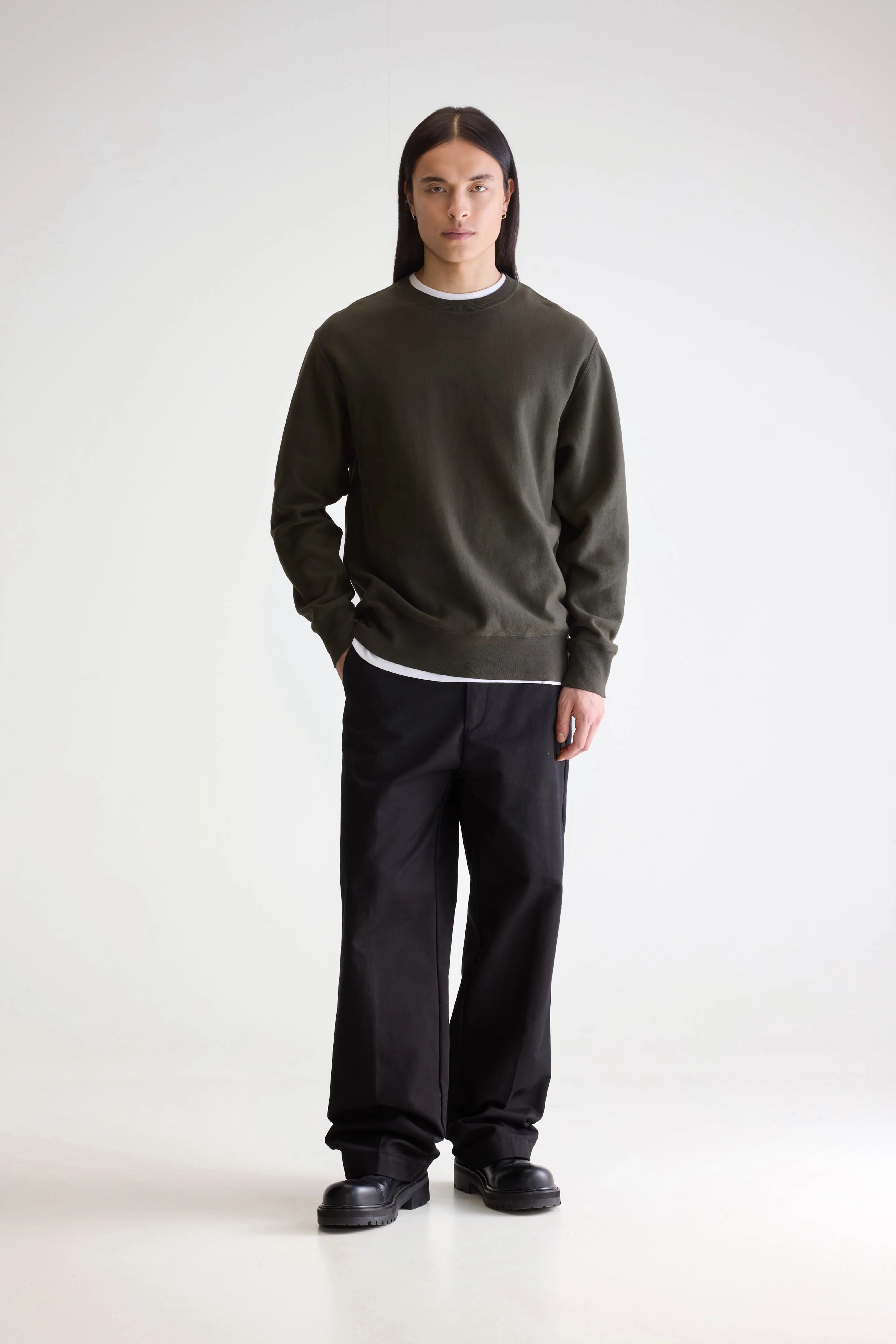 Flake Crewneck Sweatshirt - Dark olive For Men | Bellerose