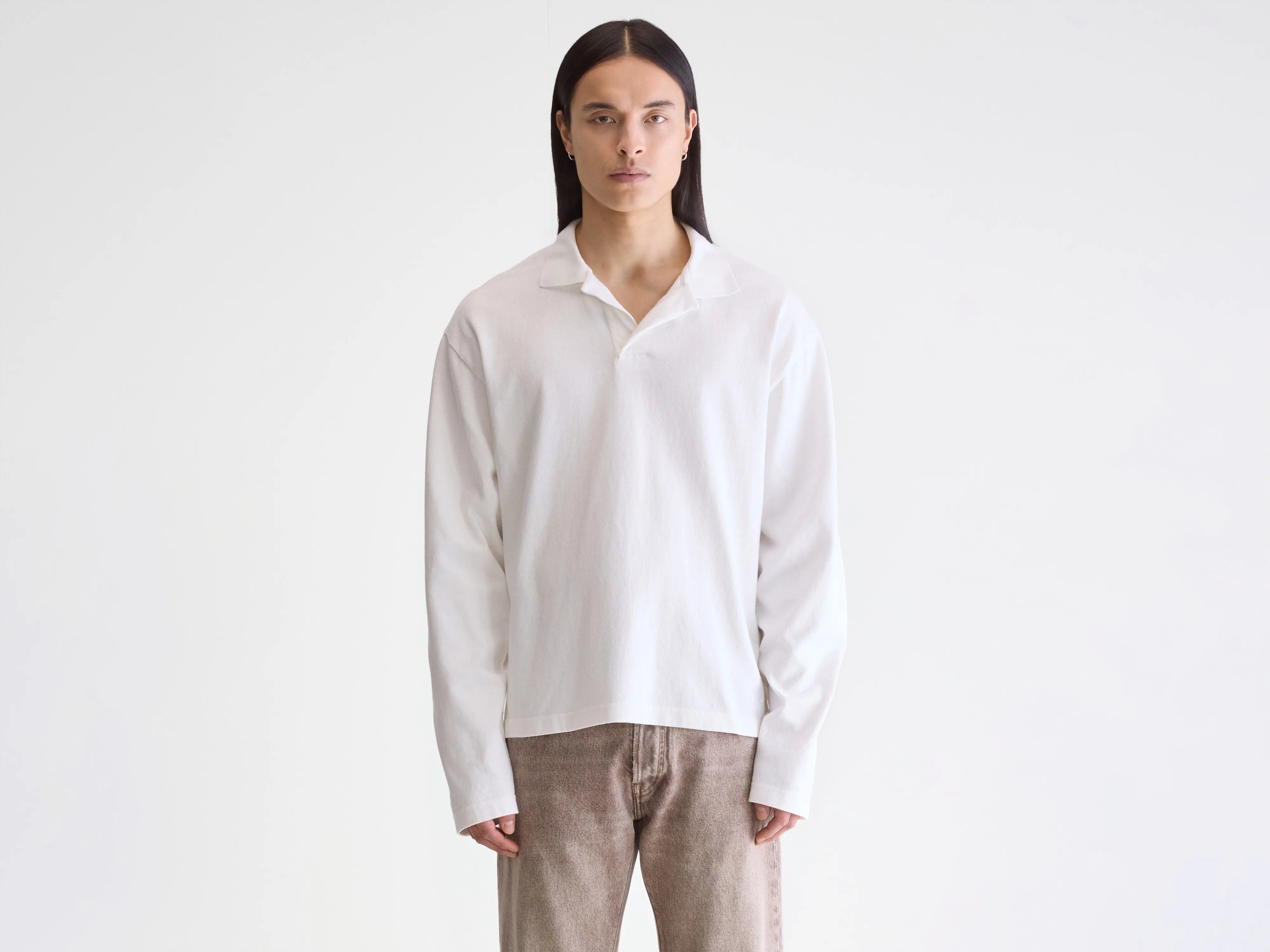 Vlugies polo met lange mouwen (252 / M / OFF WHITE)
